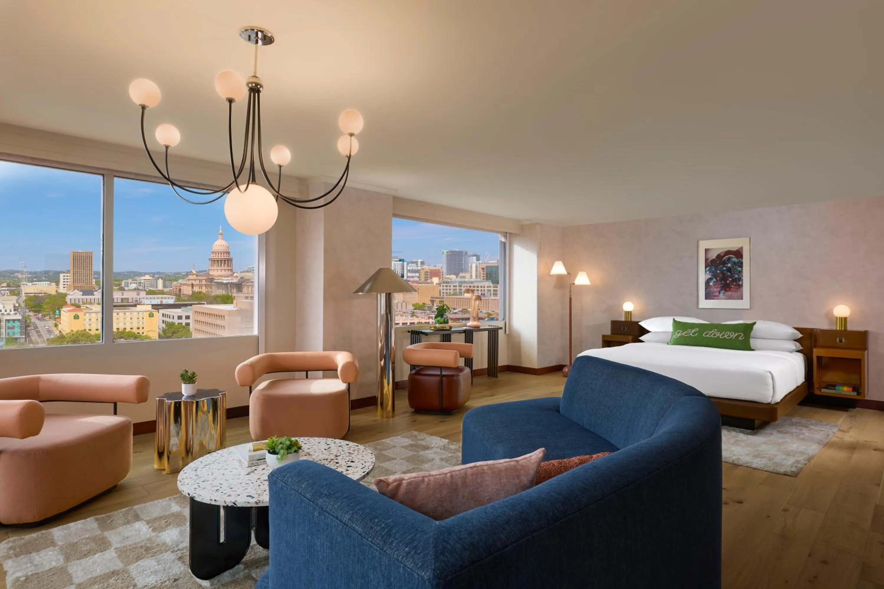 Living room, Bed in Downright Austin, A Renaissance Hotel