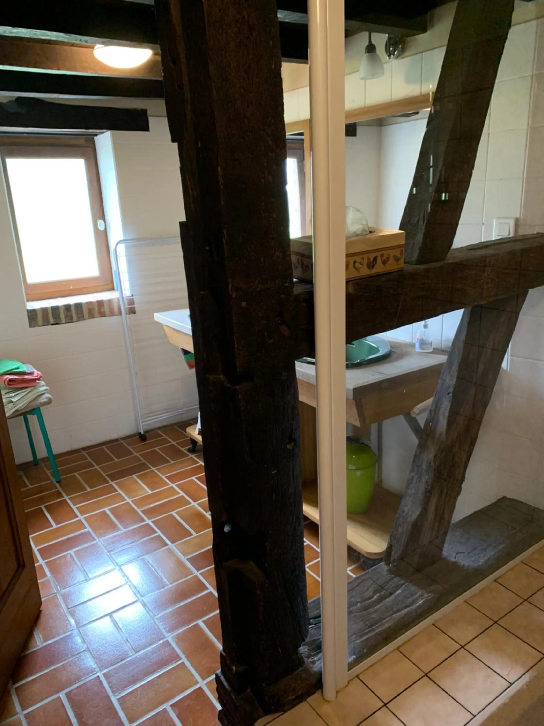 Bathroom, Bed in La ferme d'aristide