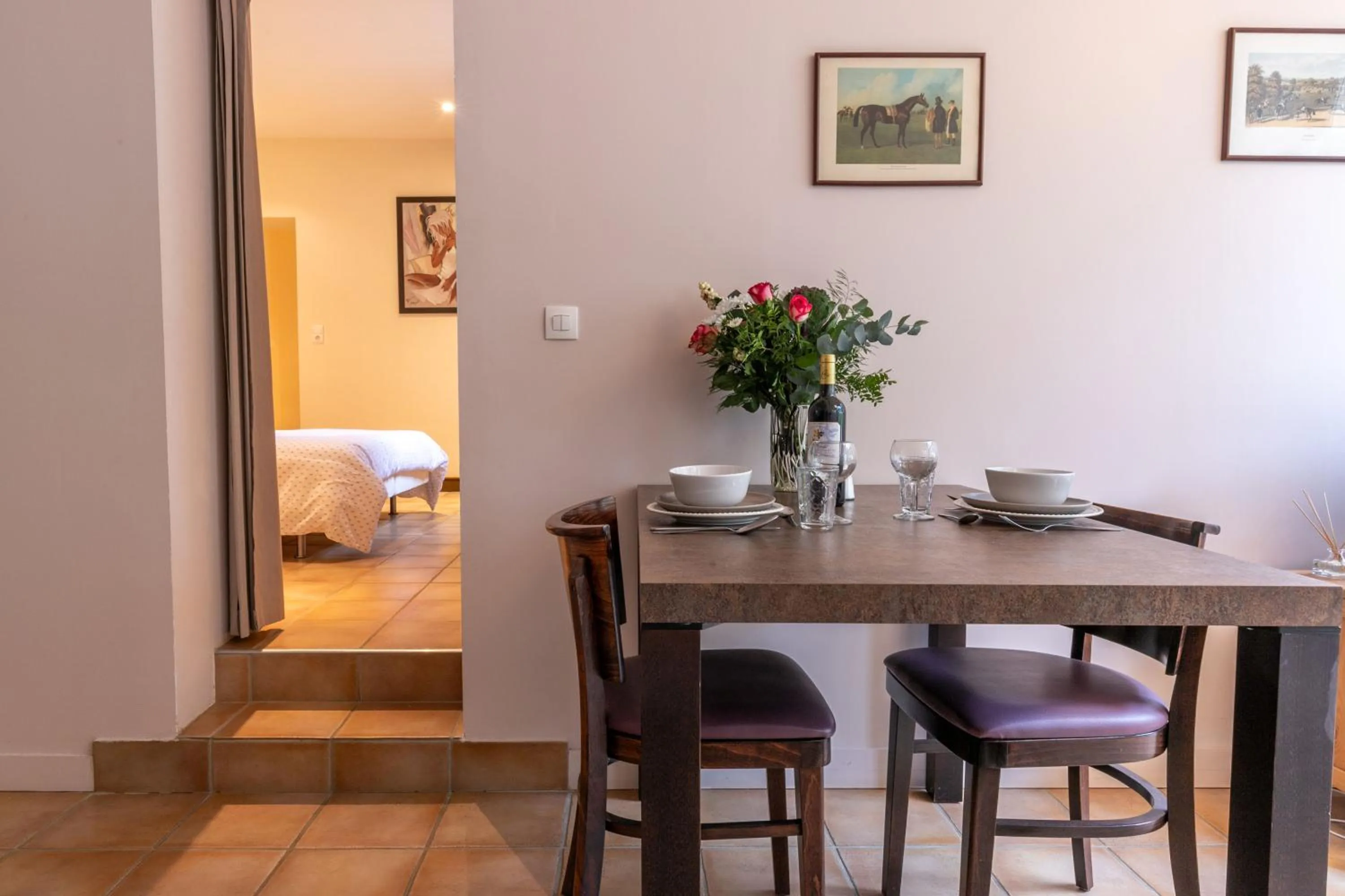Dining area, Bed in Gîtes de la Bigauderie