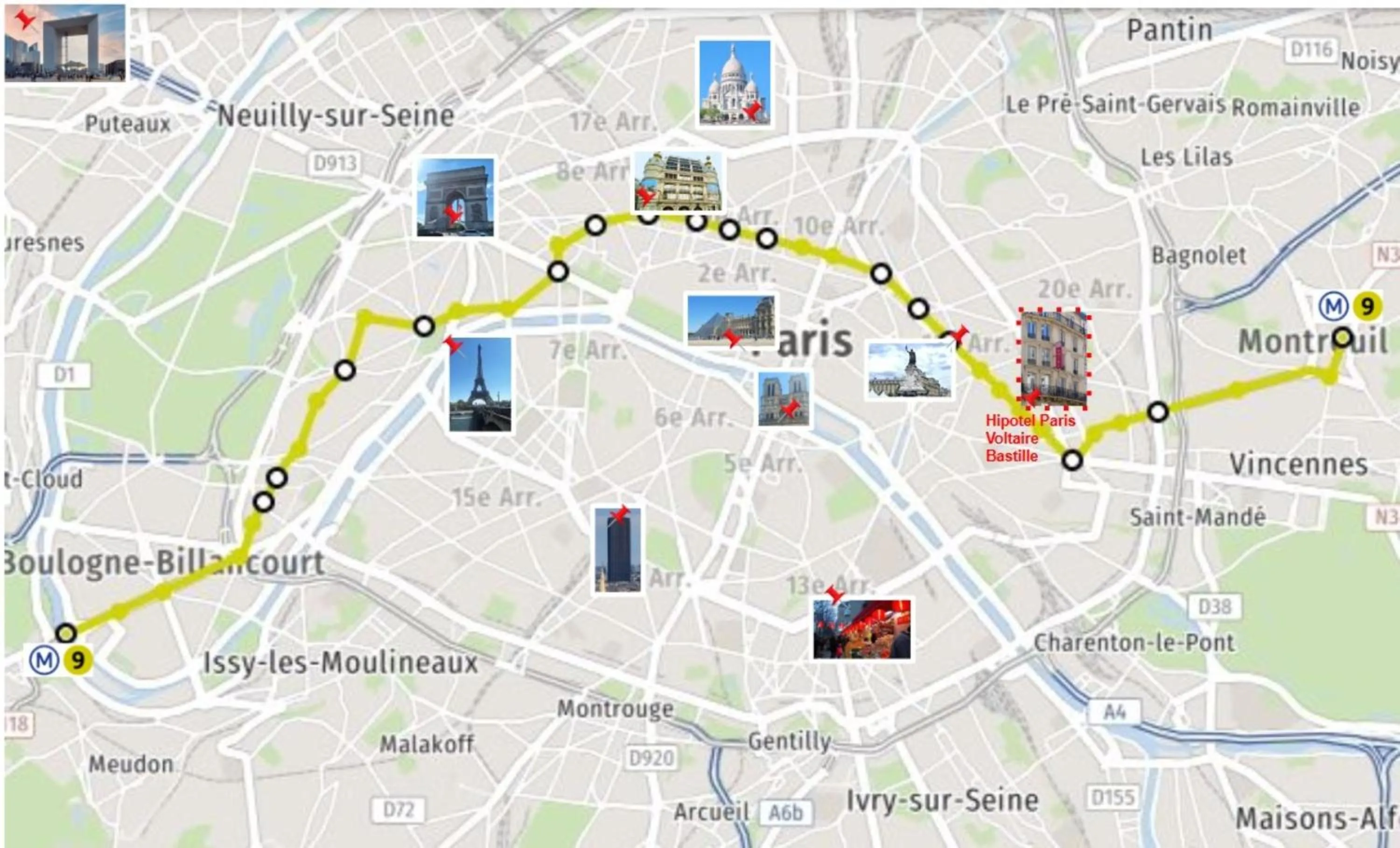 Nearby landmark in Hipotel Paris Voltaire Bastille