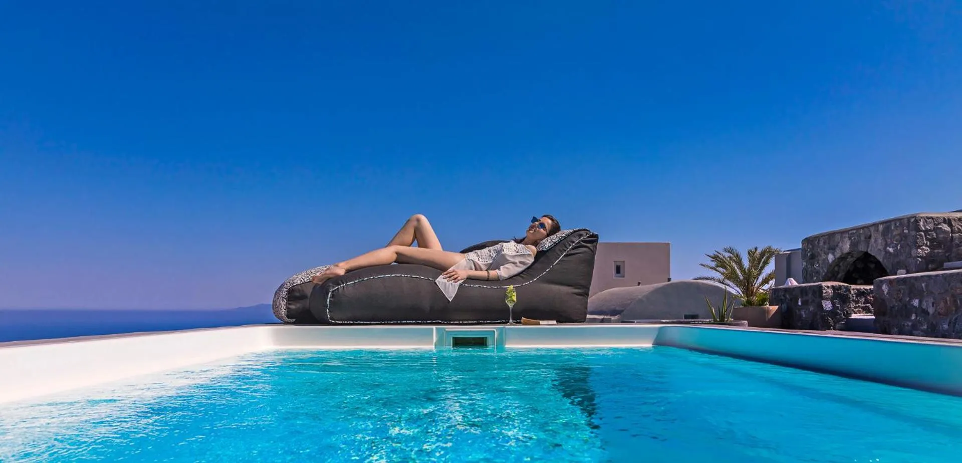 Swimming pool in Elysian Santorini