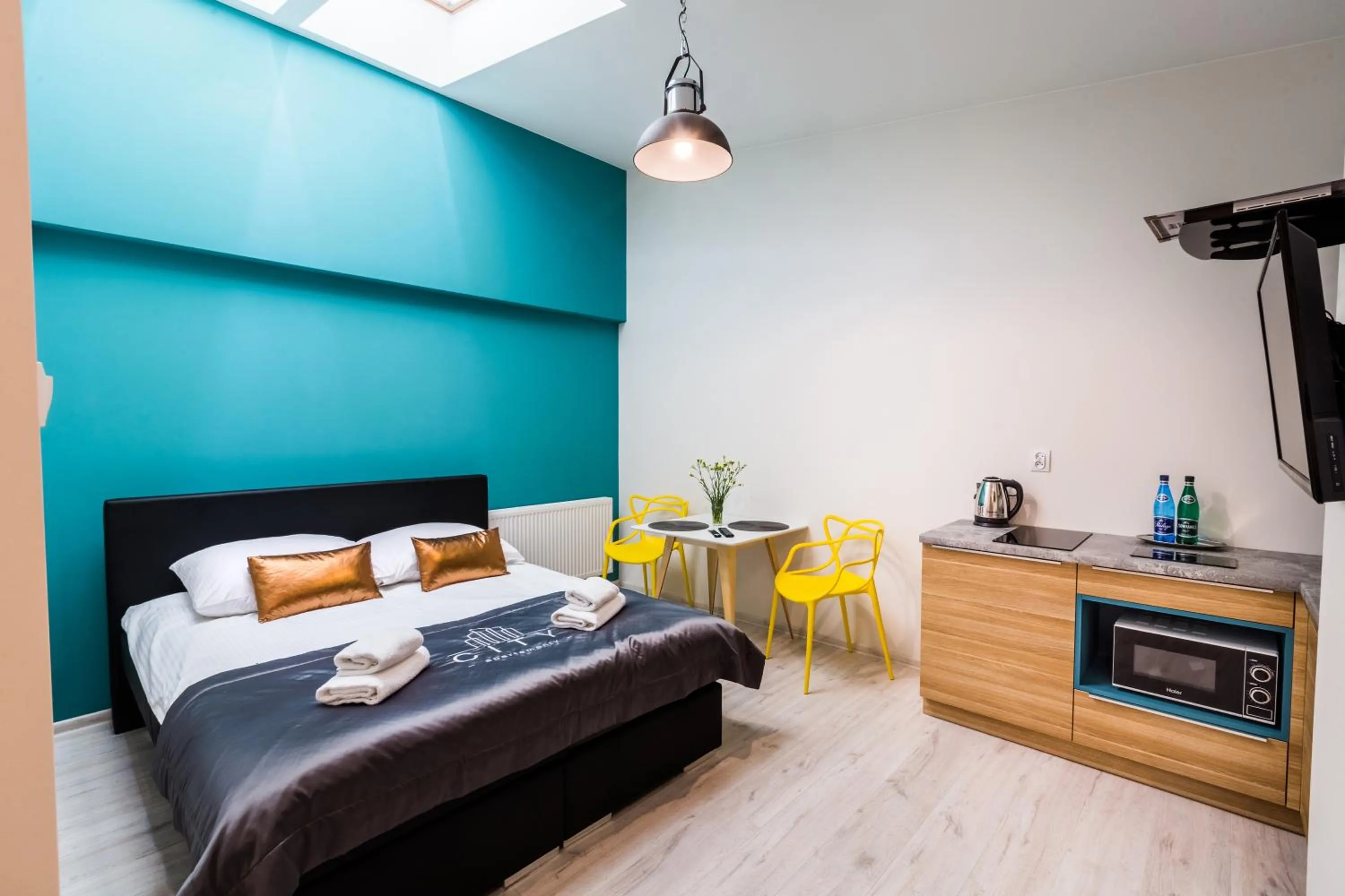 Coffee/tea facilities, Bed in Apartamenty City.