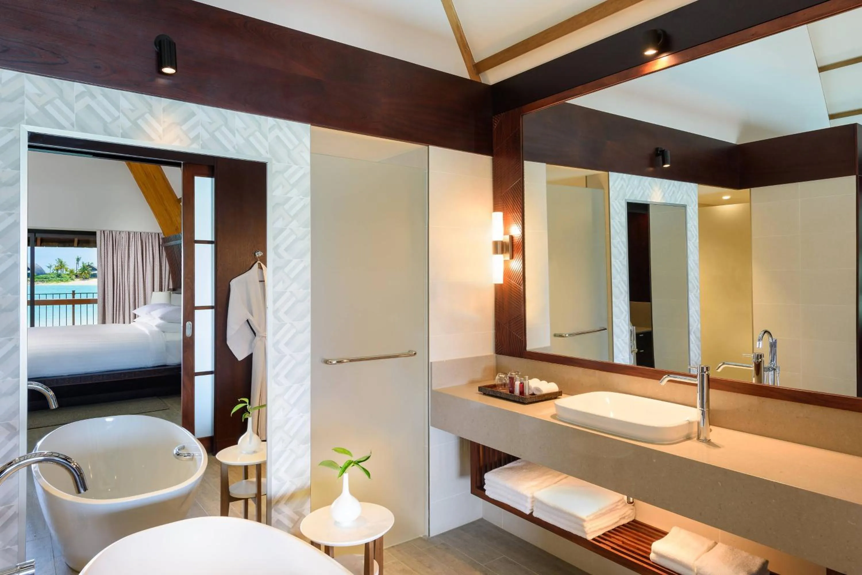 Bathroom, Bed in Fiji Marriott Resort Momi Bay