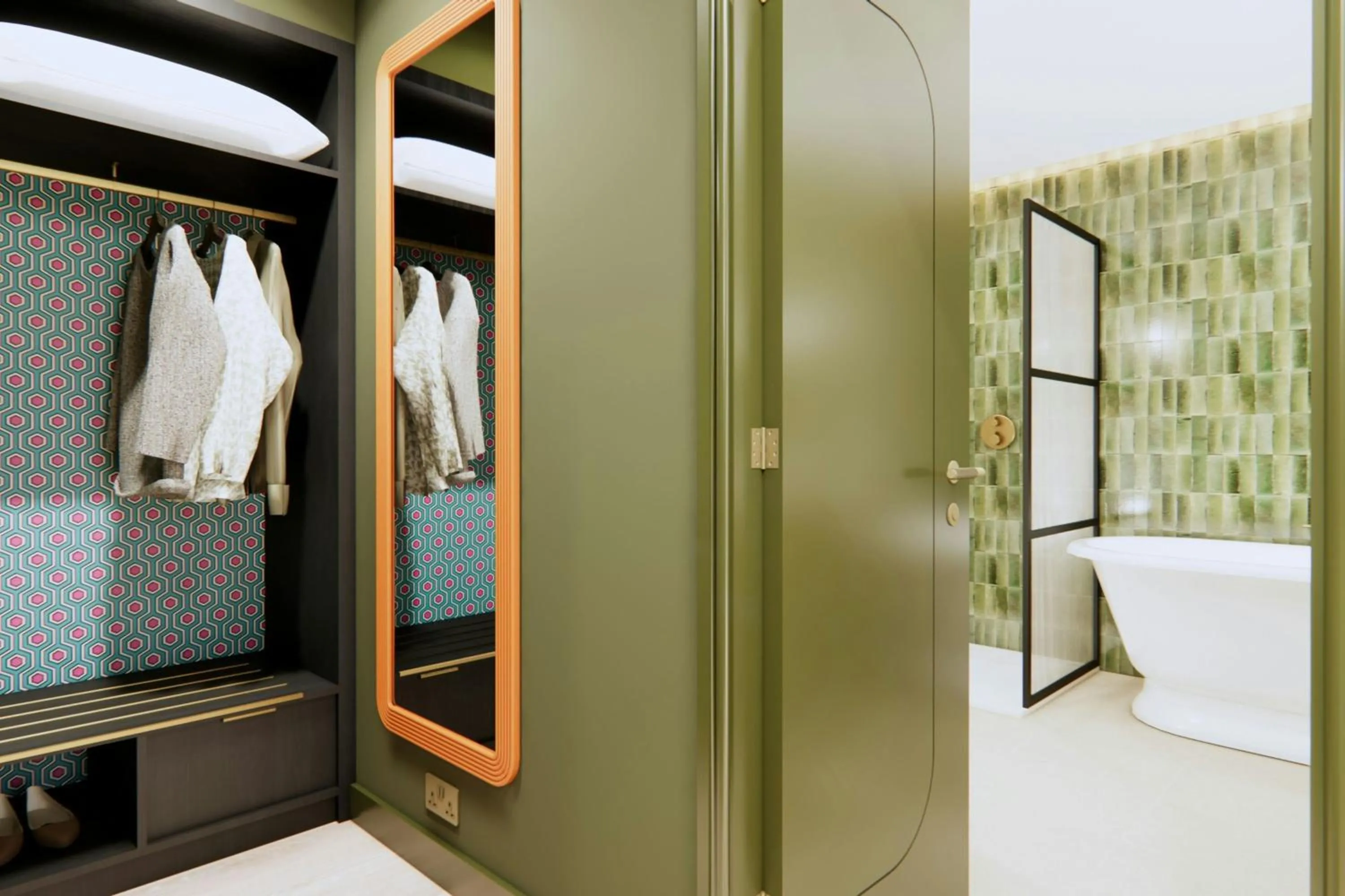 Bathroom, Bed in Hyde & Seek, London Hyde Park, a Tribute Portfolio Hotel