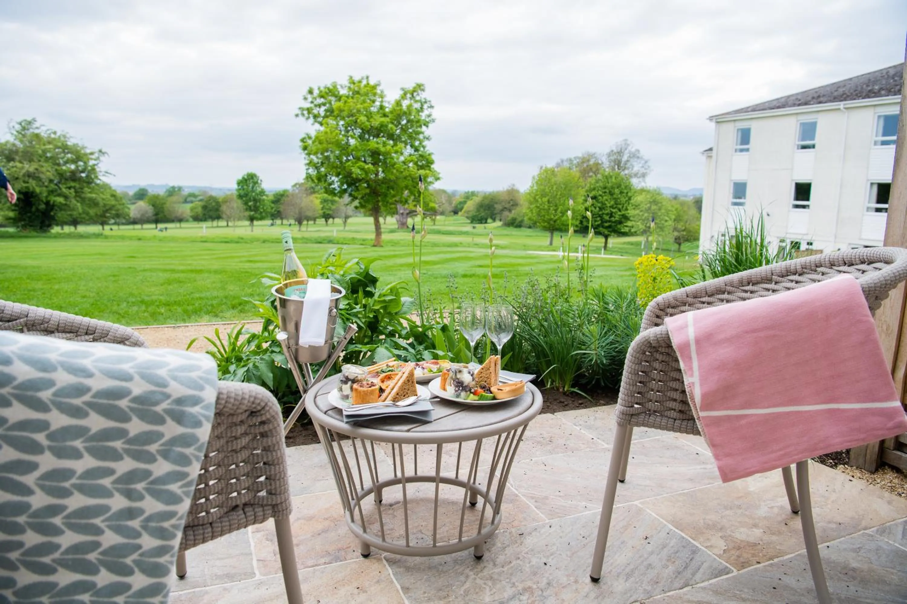 Seating area in Tewkesbury Park