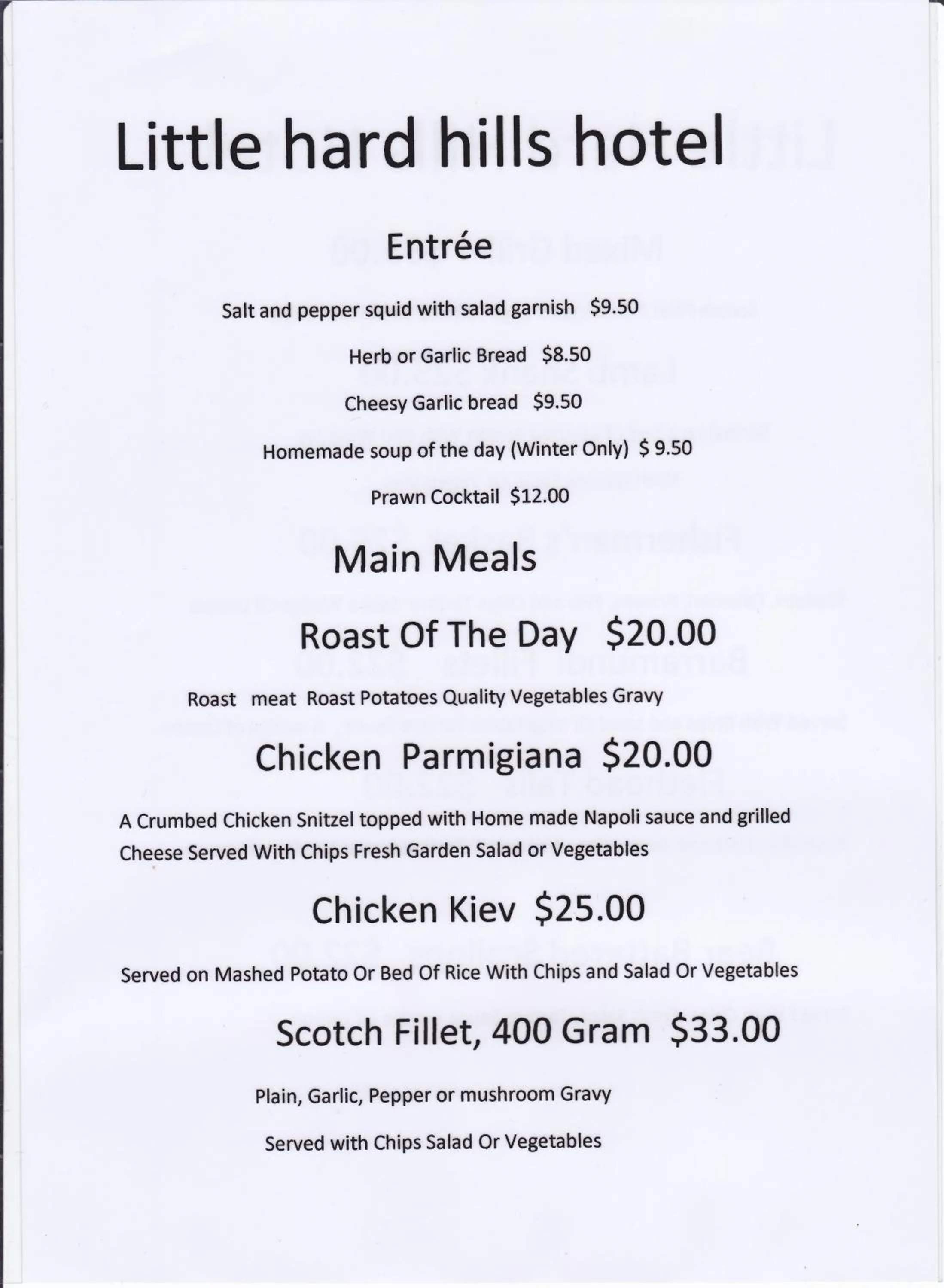 Restaurant/places to eat in Helen's Homestead