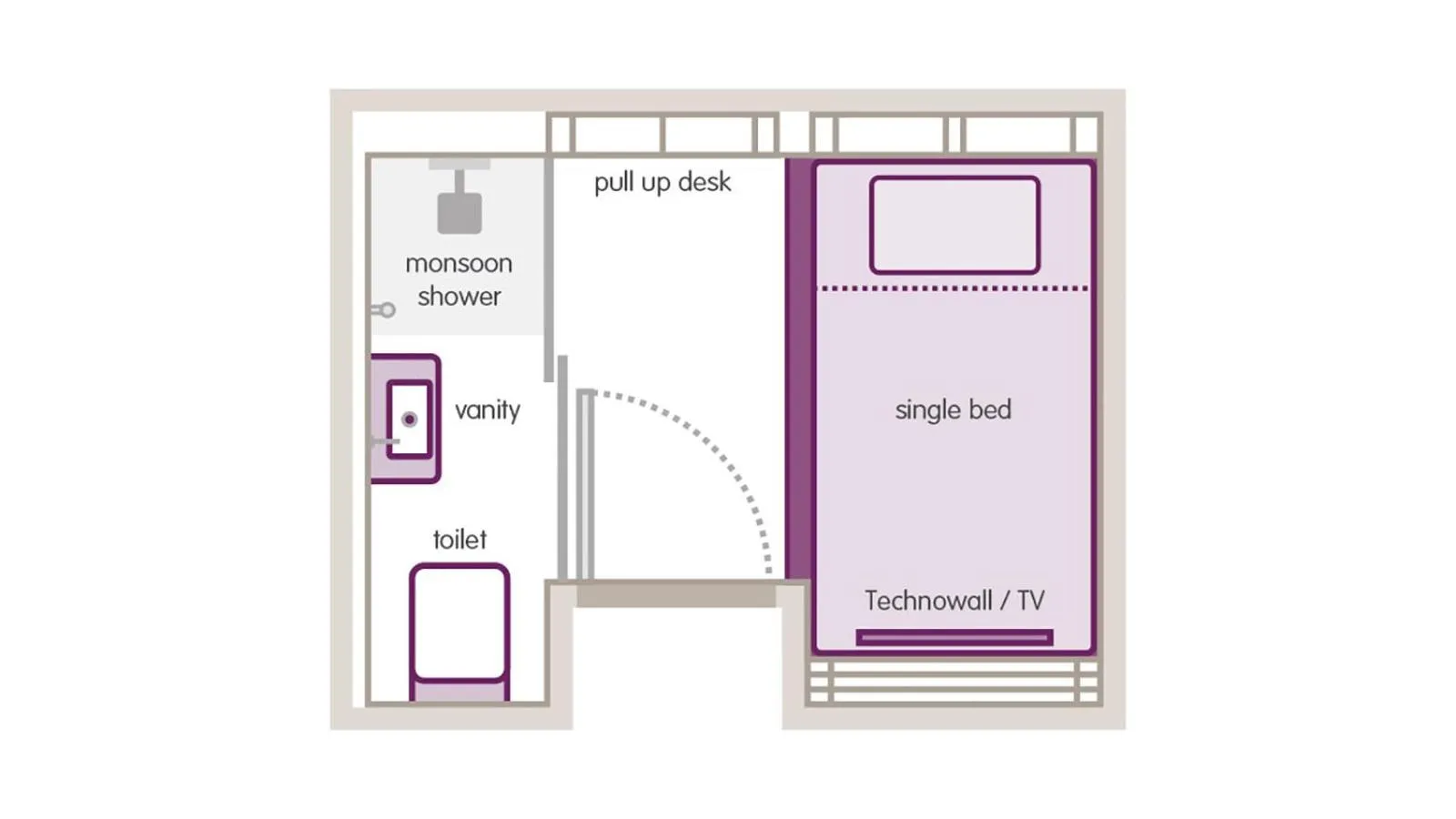 Floor plan in YOTELAIR Amsterdam Schiphol Transit Hotel
