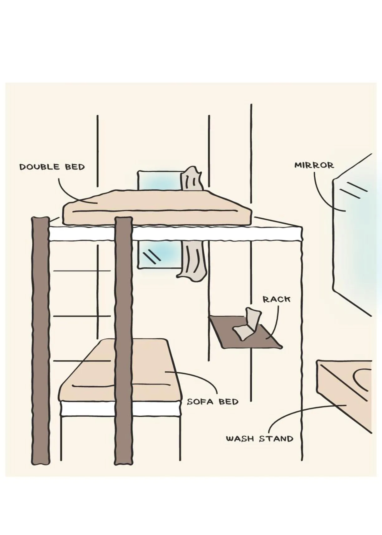 Photo of the whole room, Floor Plan in Grids Sapporo Hotel&Hostel