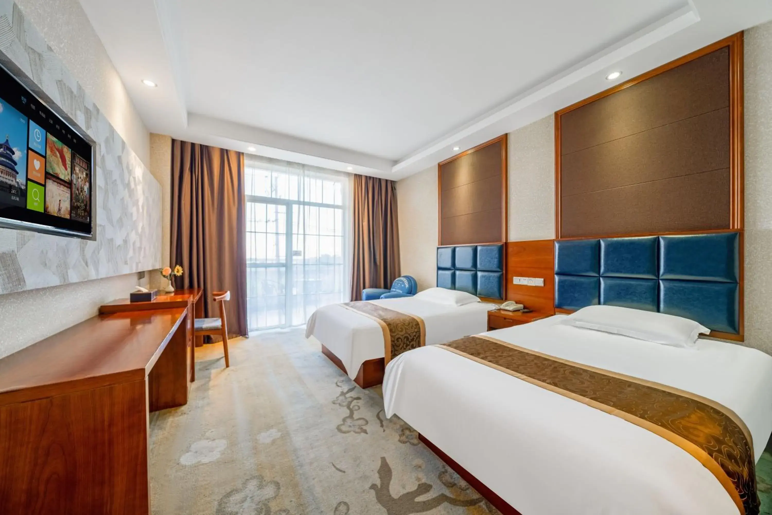 Bed in Bo Ai International Hotel Shanghai Pudong Airport Branch-Provide shuttle services to Pudong Airport and Disneyland Bed in Bo Ai International Hotel Shanghai Pudong Airport Branch-Provide shuttle services to Pudong Airport and Disneyland