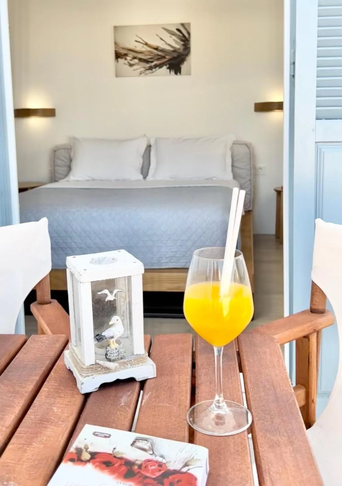 Balcony/Terrace, Bed in Anita Rooms & Suites Milos