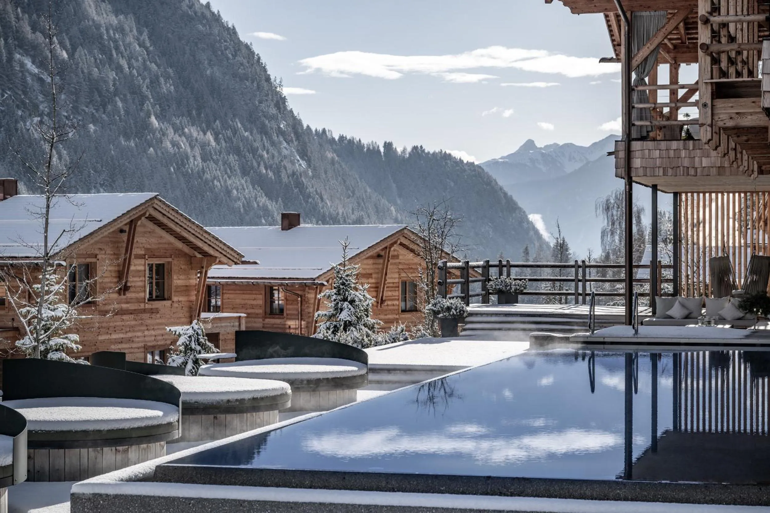 Swimming pool in Valsegg Chalets Südtirol - luxury and private hideaway