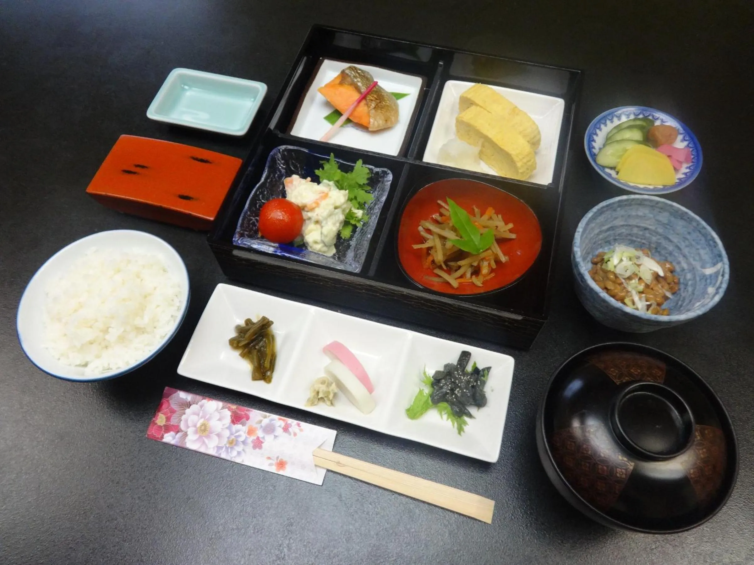 Asian breakfast in Tenryuso