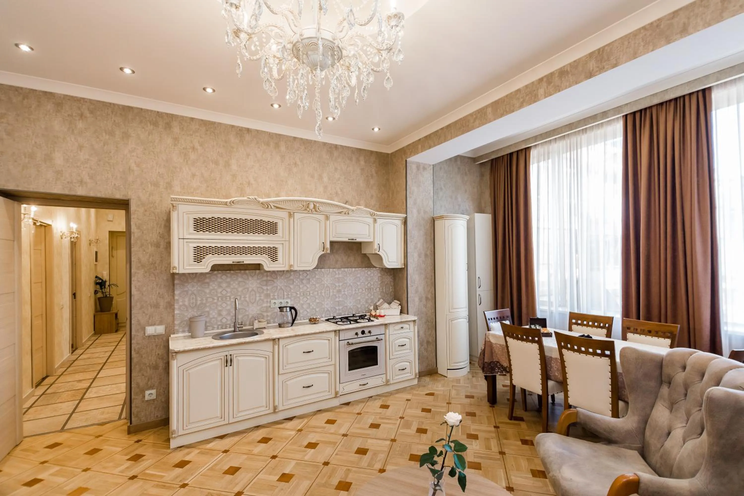 Kitchen or kitchenette in Dat Exx Apartments on Marjanishvili