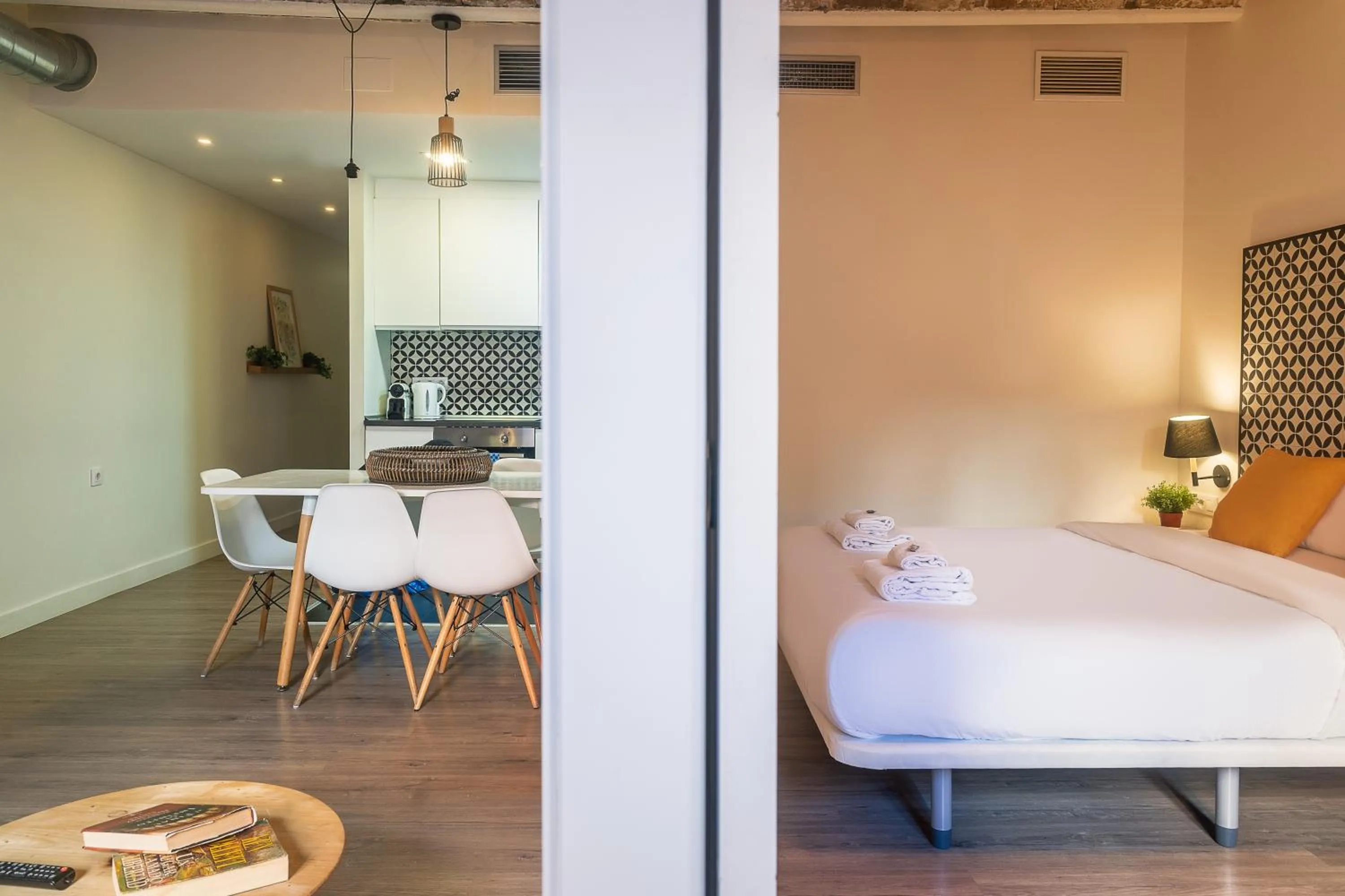 Bed in Modern Catalan Apartments by Olala Homes