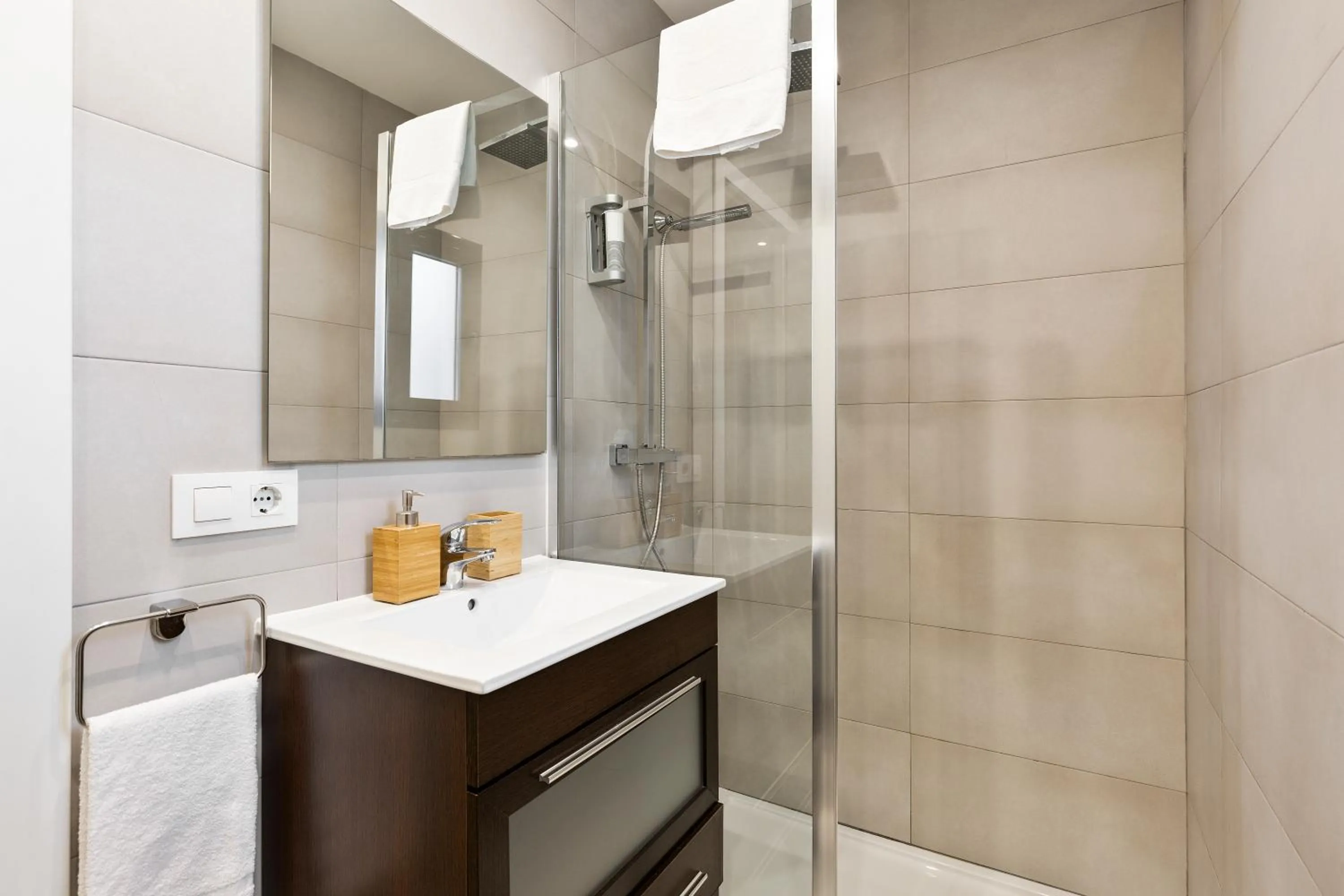 Shower in Modern Catalan Apartments by Olala Homes