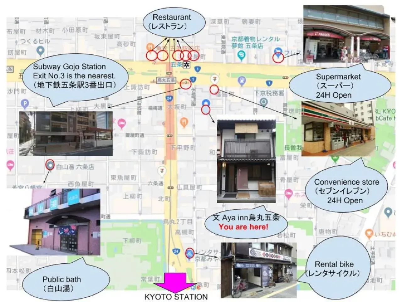 Nearby landmark, Floor Plan in Aya inn Karasuma gojo