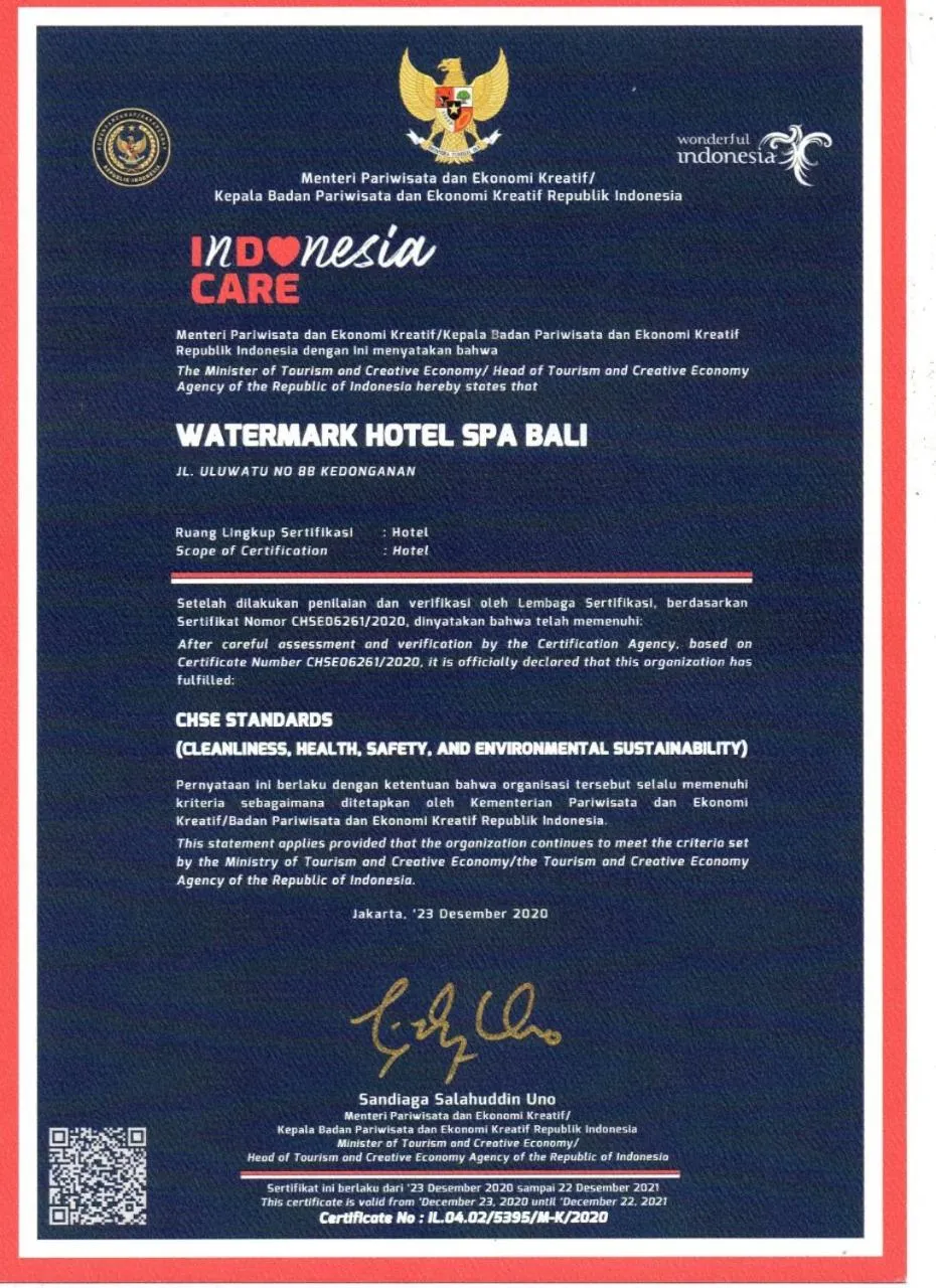 Certificate/Award in Suites by Watermark Hotel and Spa