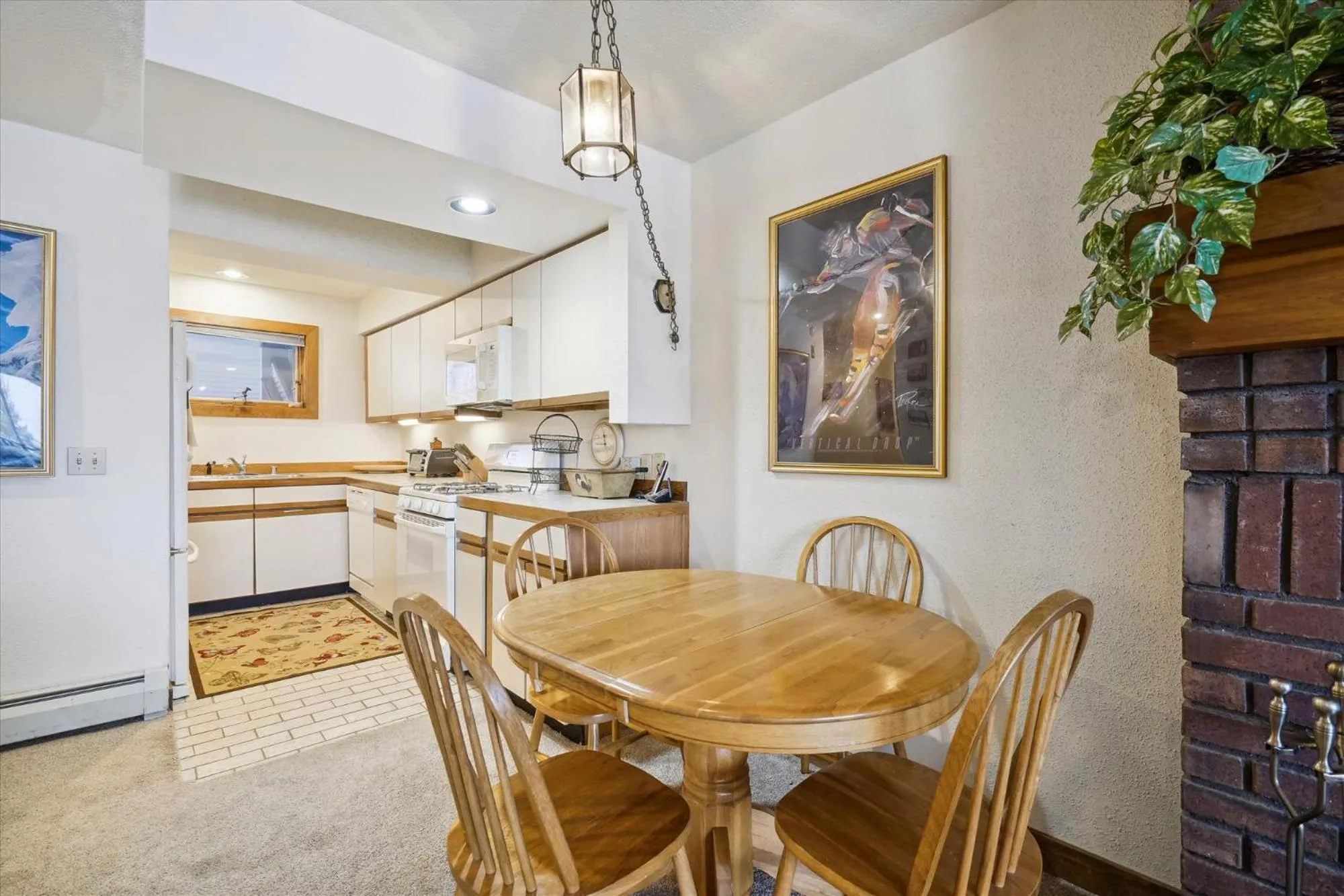 Kitchen or kitchenette in Ski on ski off, conveniently located, 2 bedroom condo with beautiful views, access to indoor pool Sunrise B3