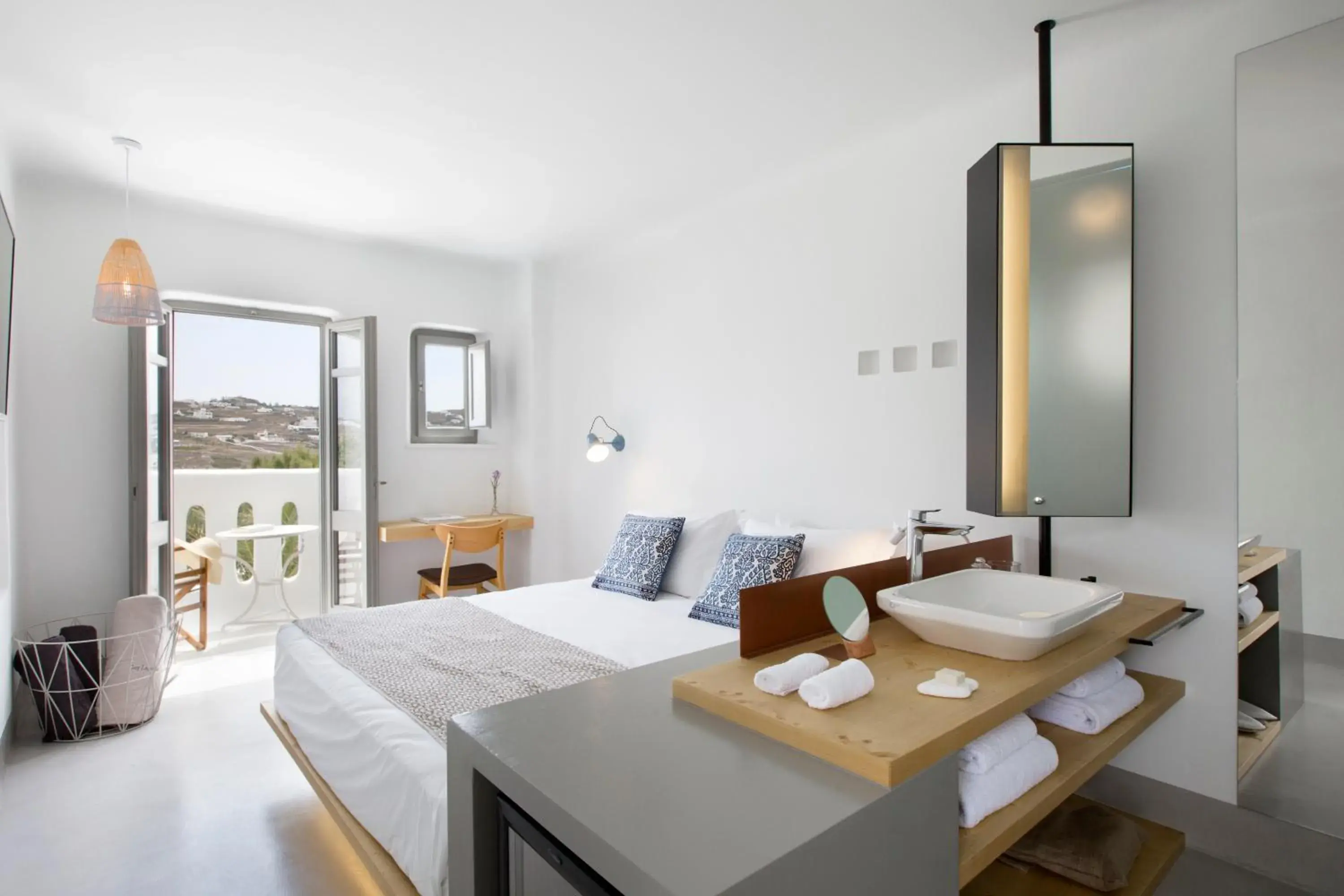 Decorative detail, Bed in Dreambox Mykonos Suites Decorative detail, Bed in Dreambox Mykonos Suites