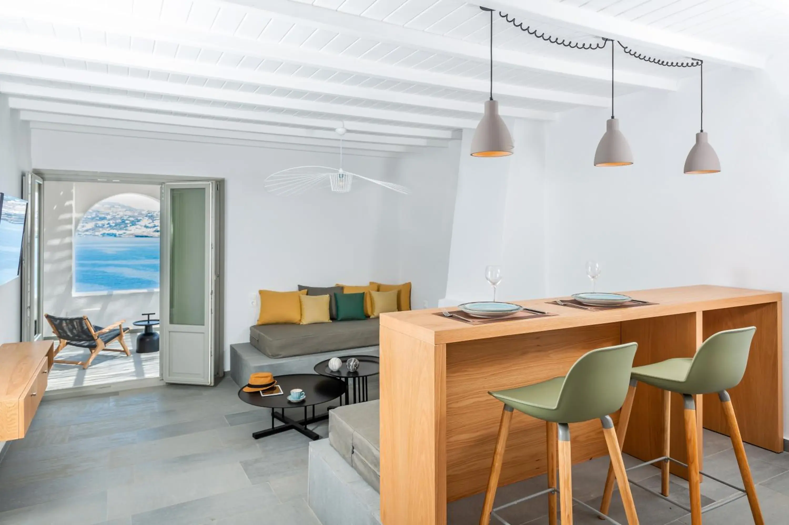 Living room in Dreambox Mykonos Suites and Mini Villas Living room in Dreambox Mykonos Suites and Mini Villas