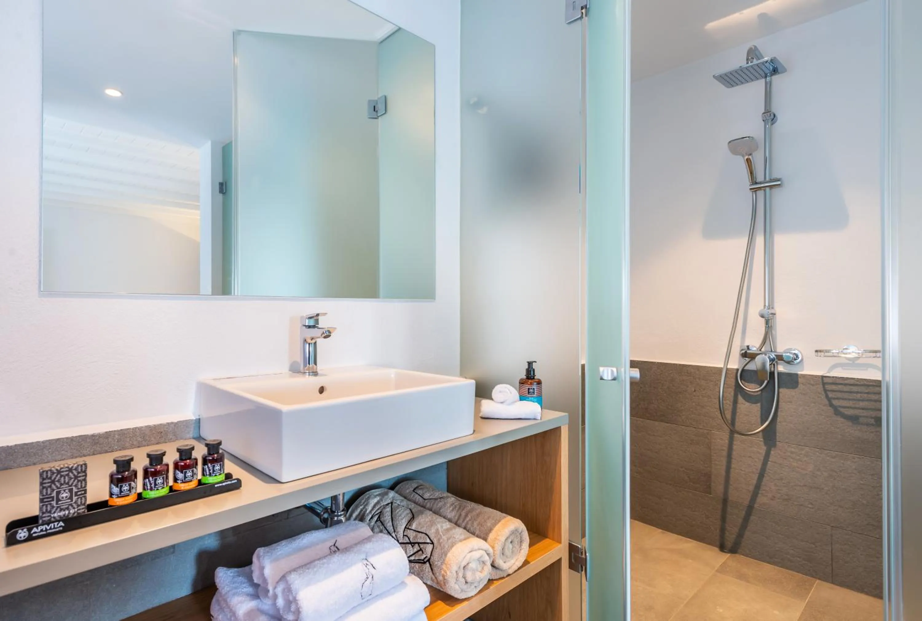 Shower in Dreambox Mykonos Suites and Mini Villas