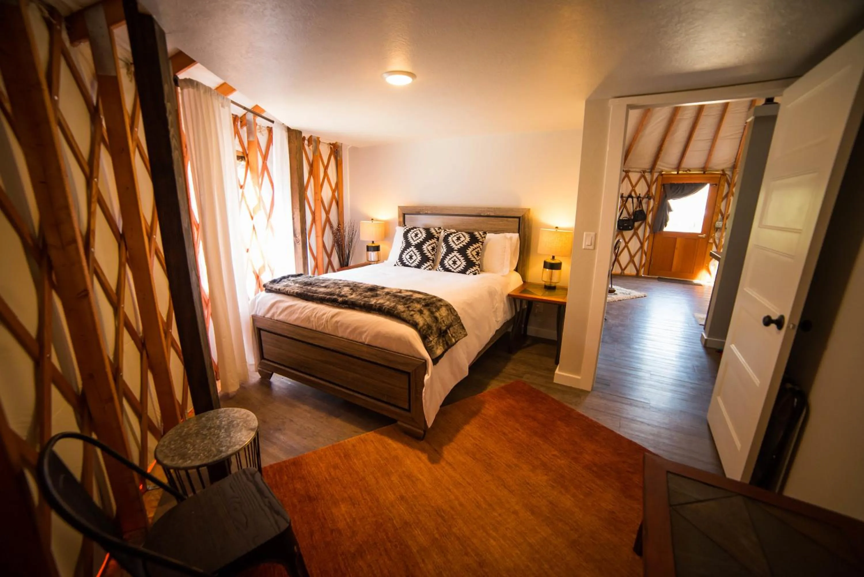 Bed in Escalante Yurts - Luxury Lodging