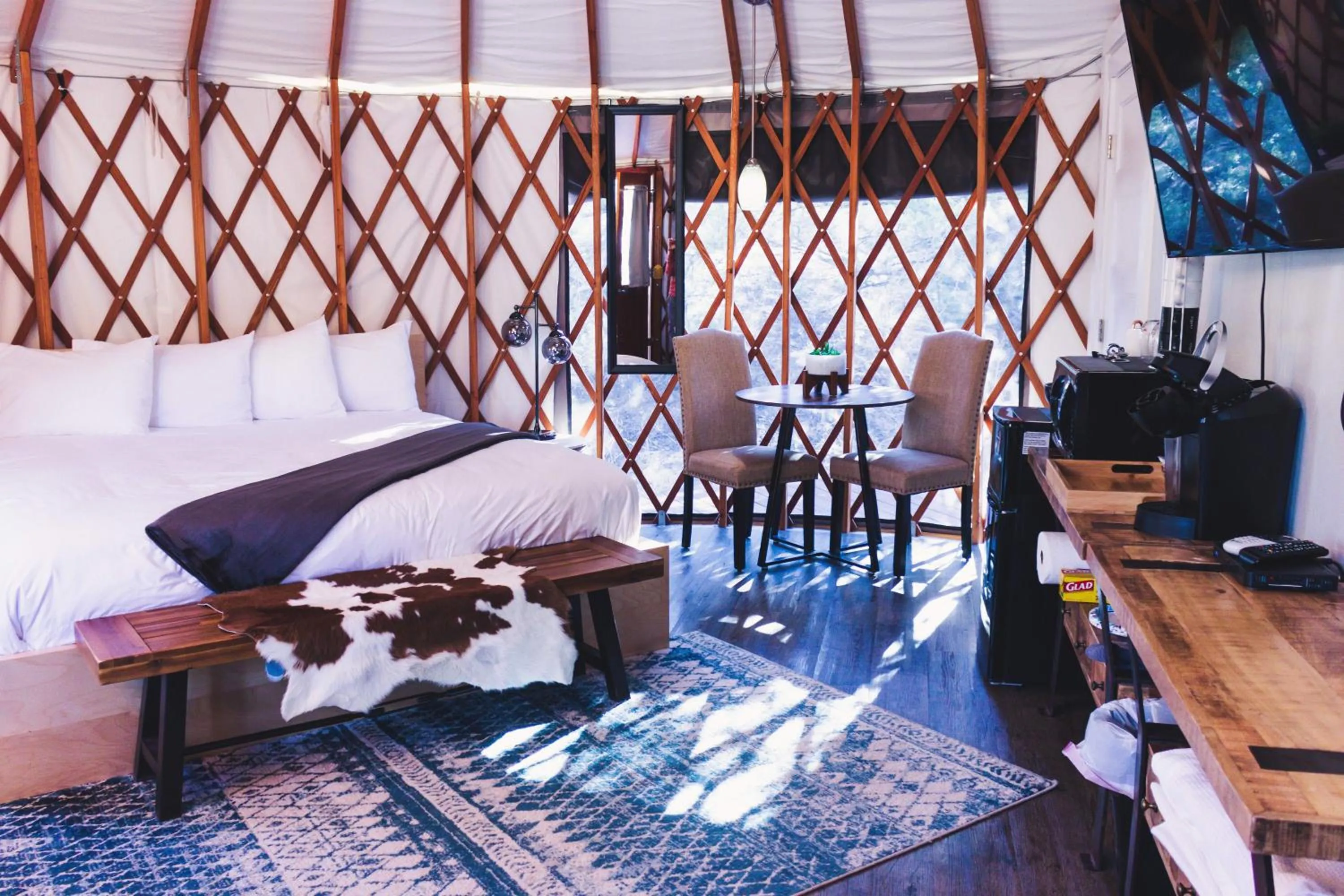Bed in Escalante Yurts - Luxury Lodging