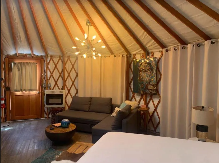 Bed in Escalante Yurts - Luxury Lodging