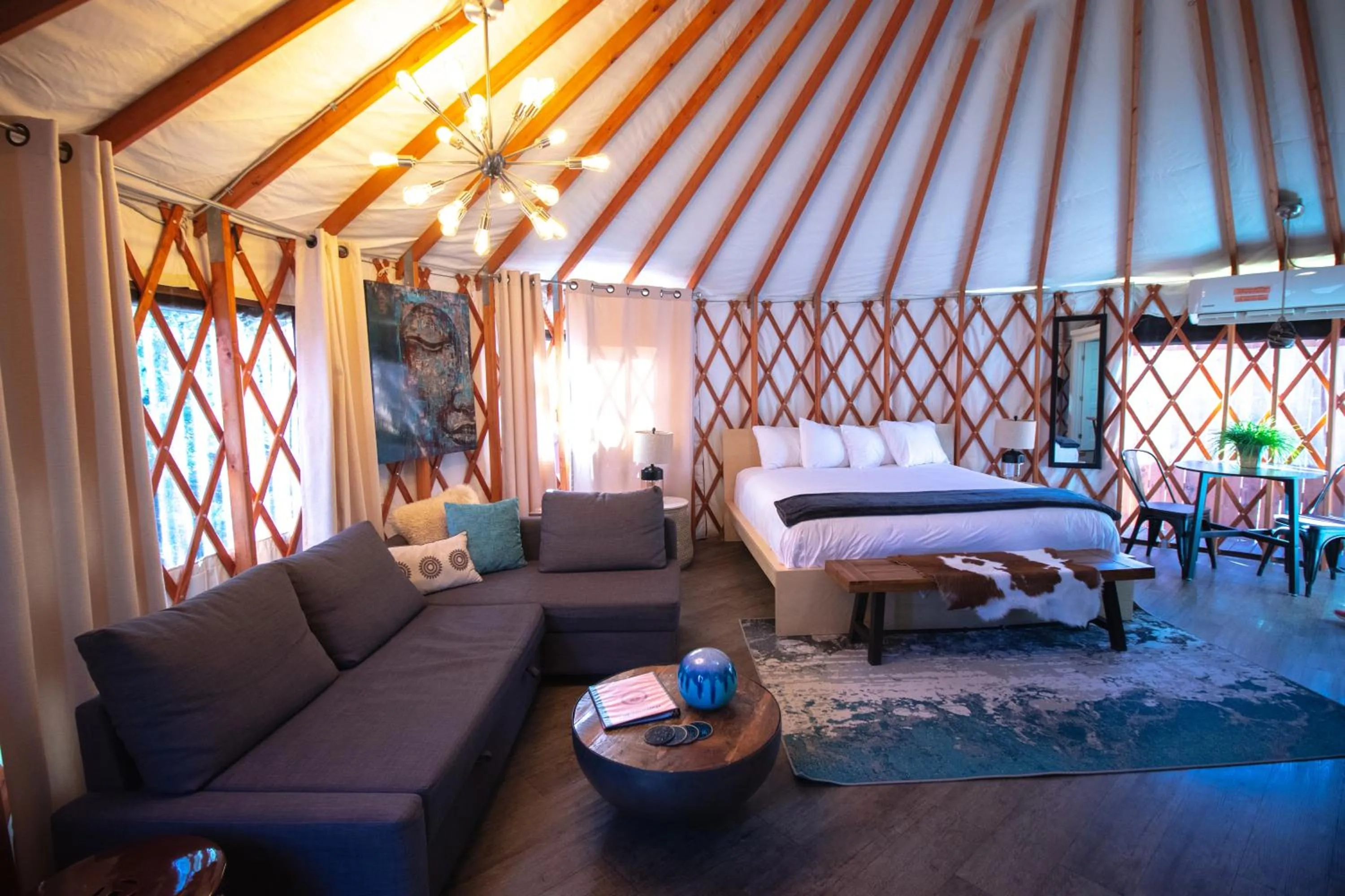 Bed in Escalante Yurts - Luxury Lodging