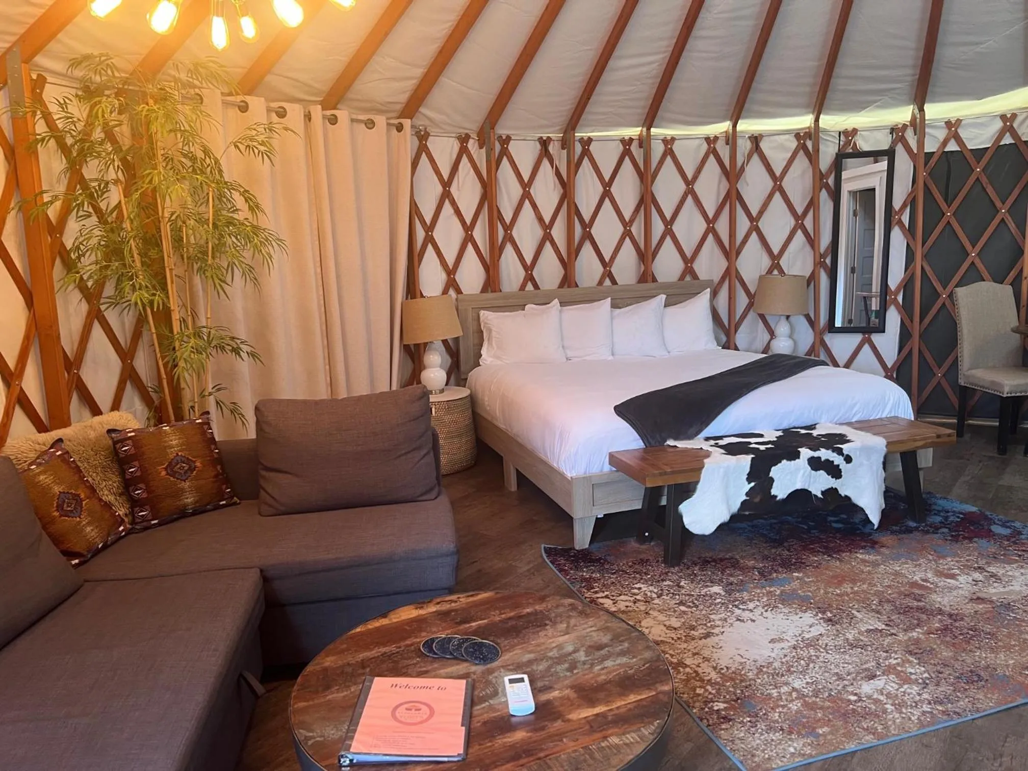 Bed in Escalante Yurts - Luxury Lodging