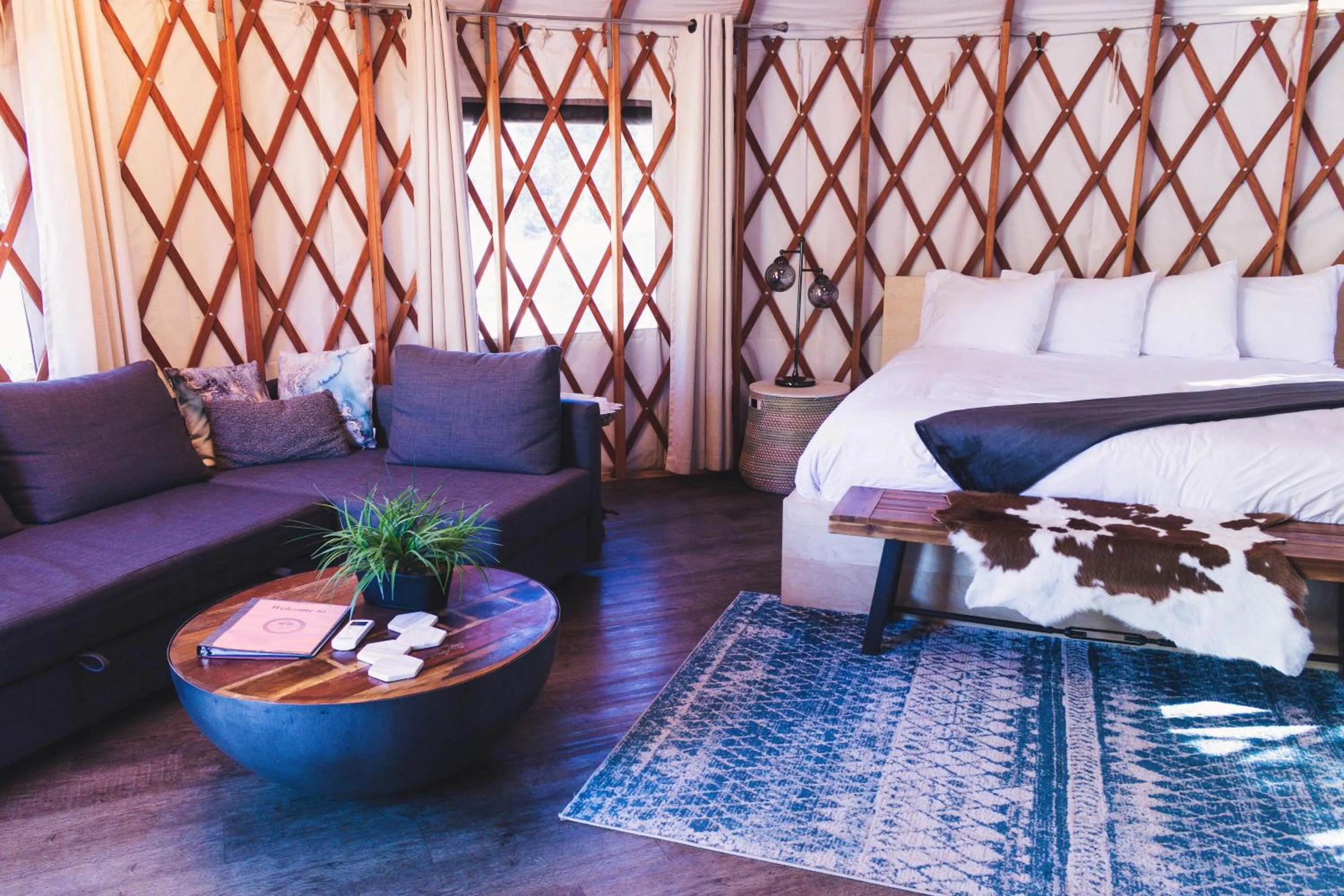 Bed in Escalante Yurts - Luxury Lodging