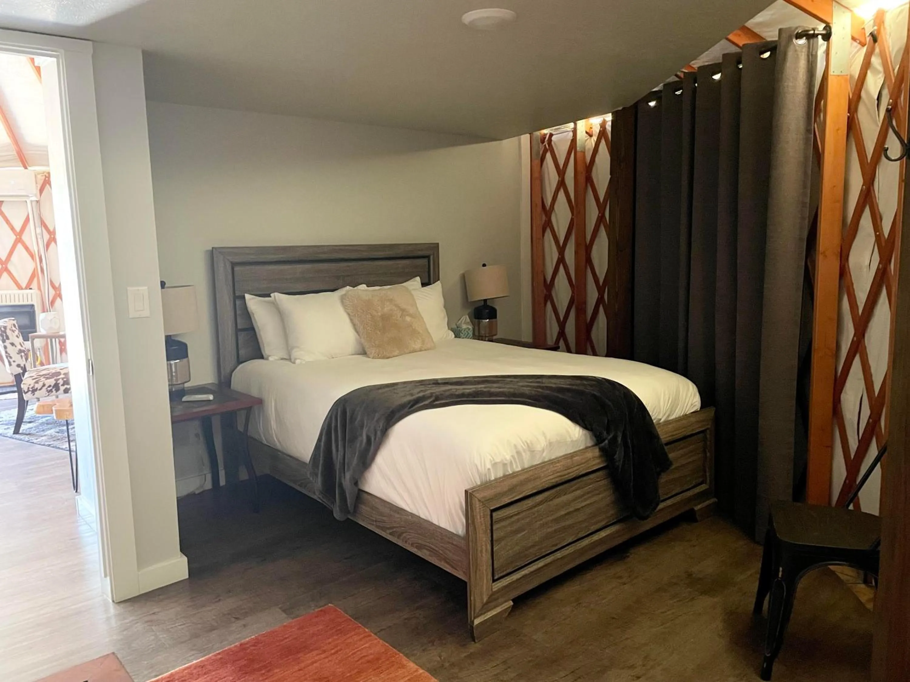 Bed in Escalante Yurts - Luxury Lodging