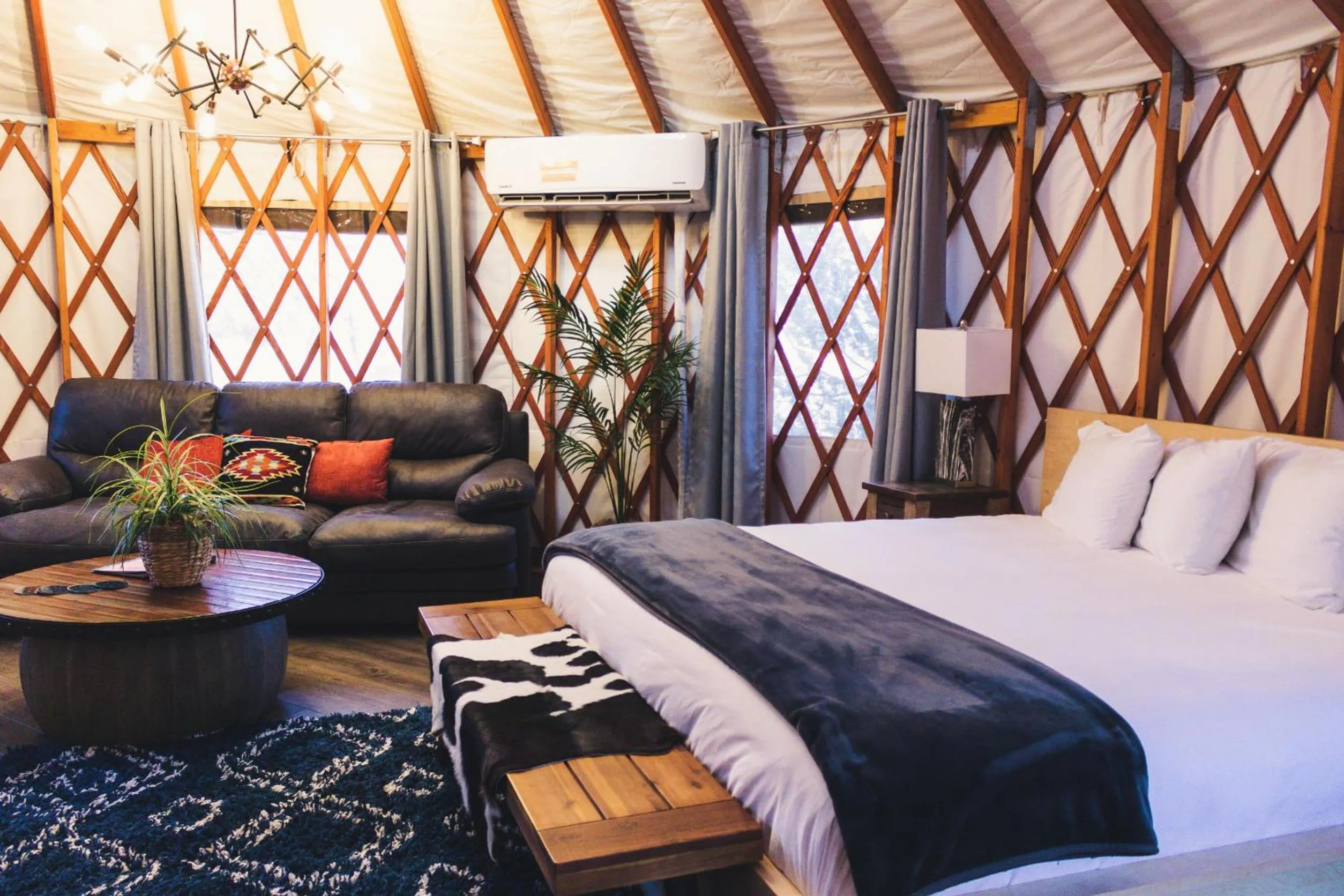 Bed in Escalante Yurts - Luxury Lodging