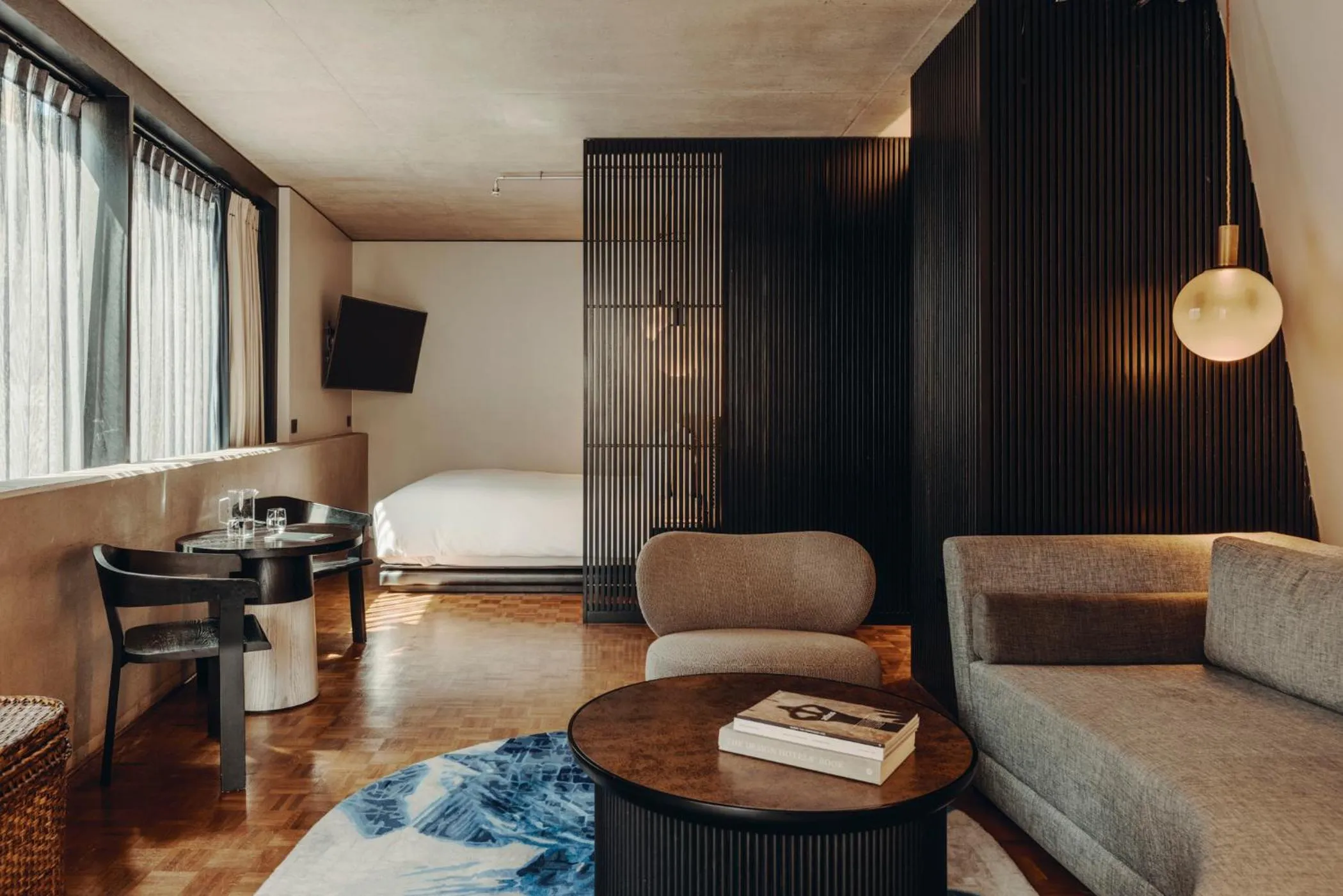 Living room, Bed in Aethos London Shoreditch