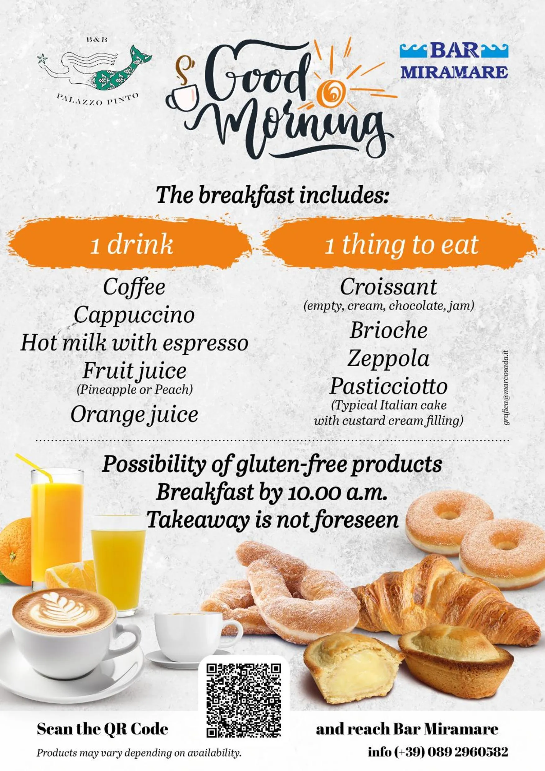 Italian breakfast in B&B Palazzo Pinto