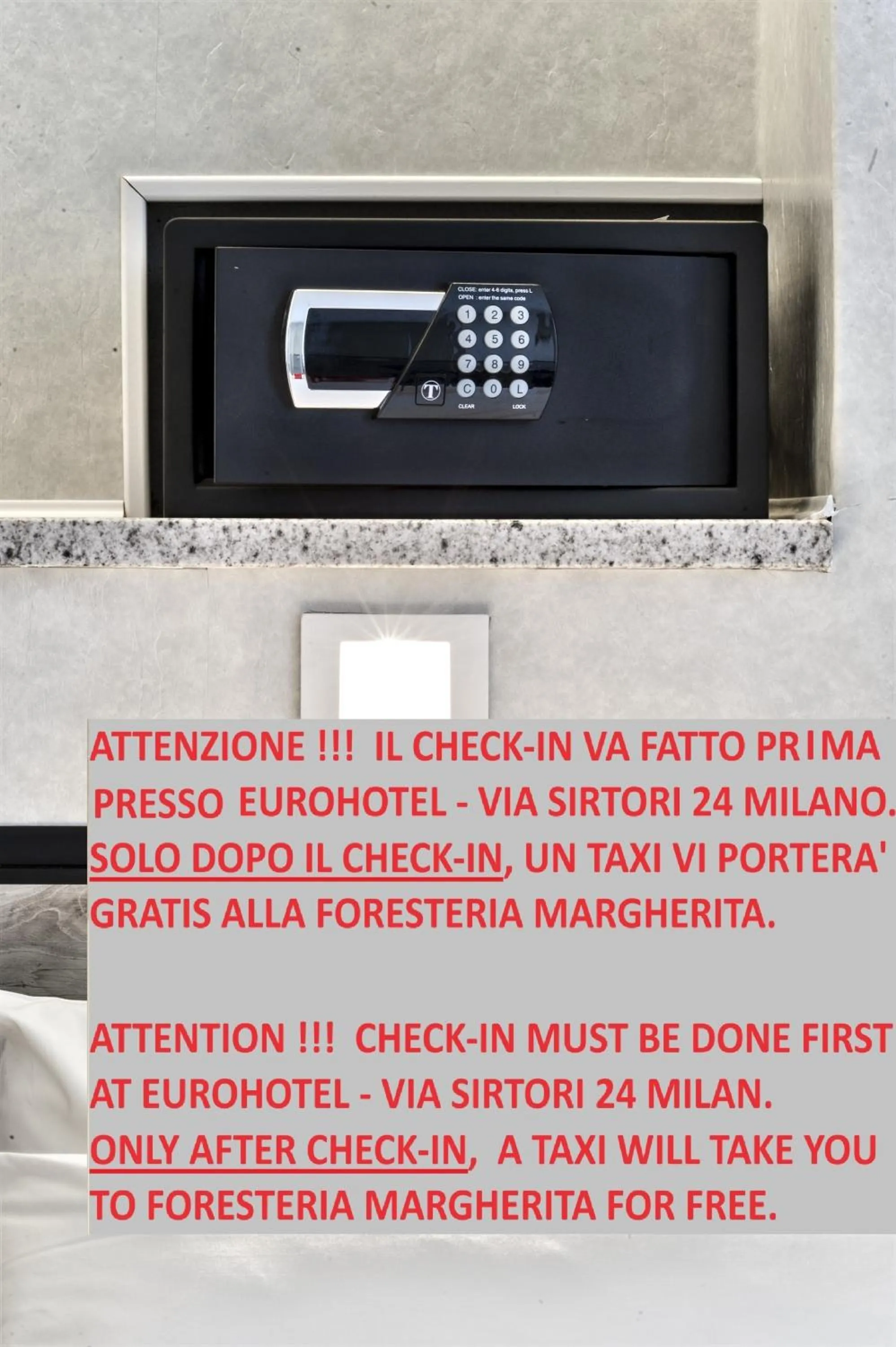 safe in Guesthouse Foresteria Margherita Milano