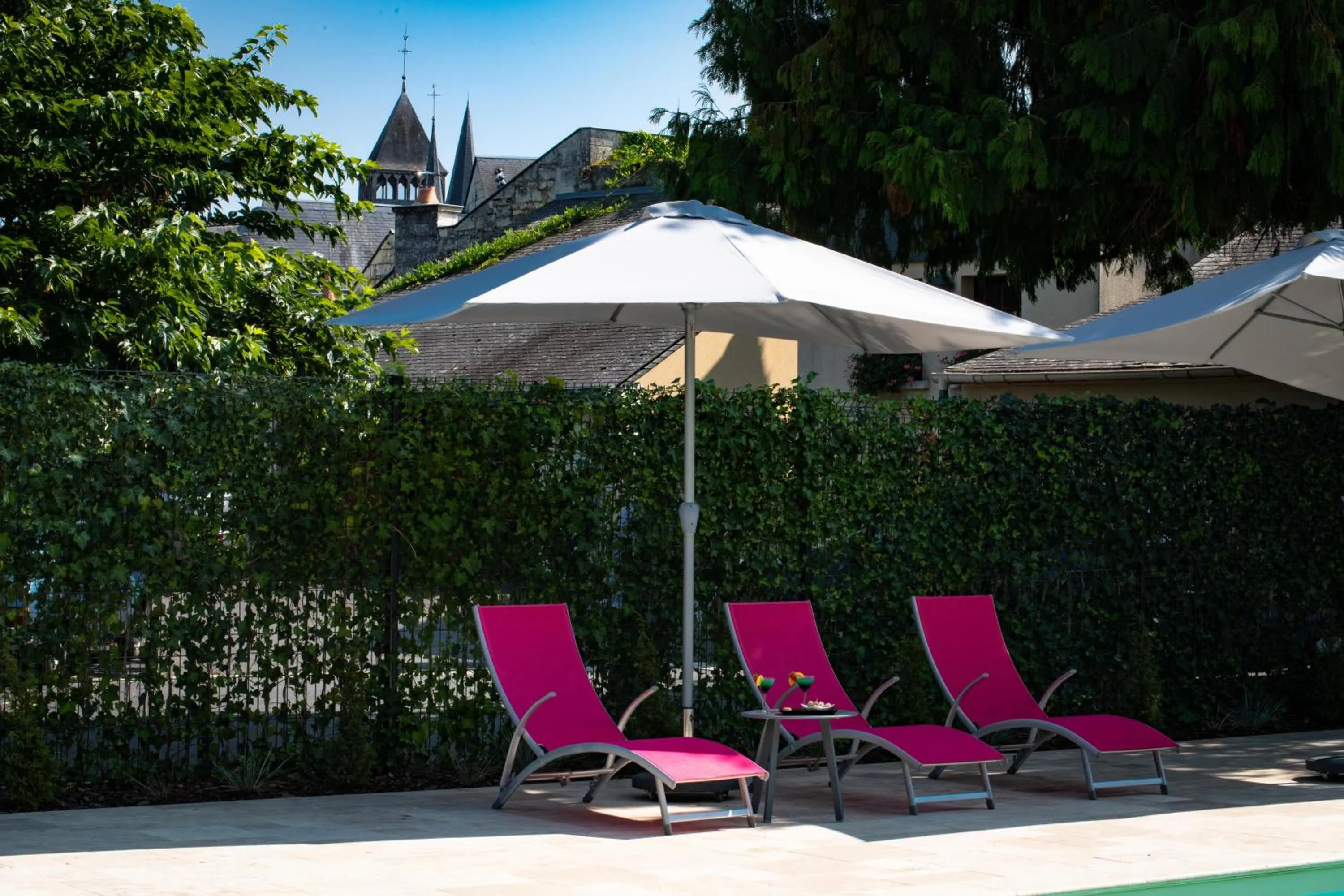 Balcony/Terrace in Logis Hotel La Croix Blanche Fontevraud