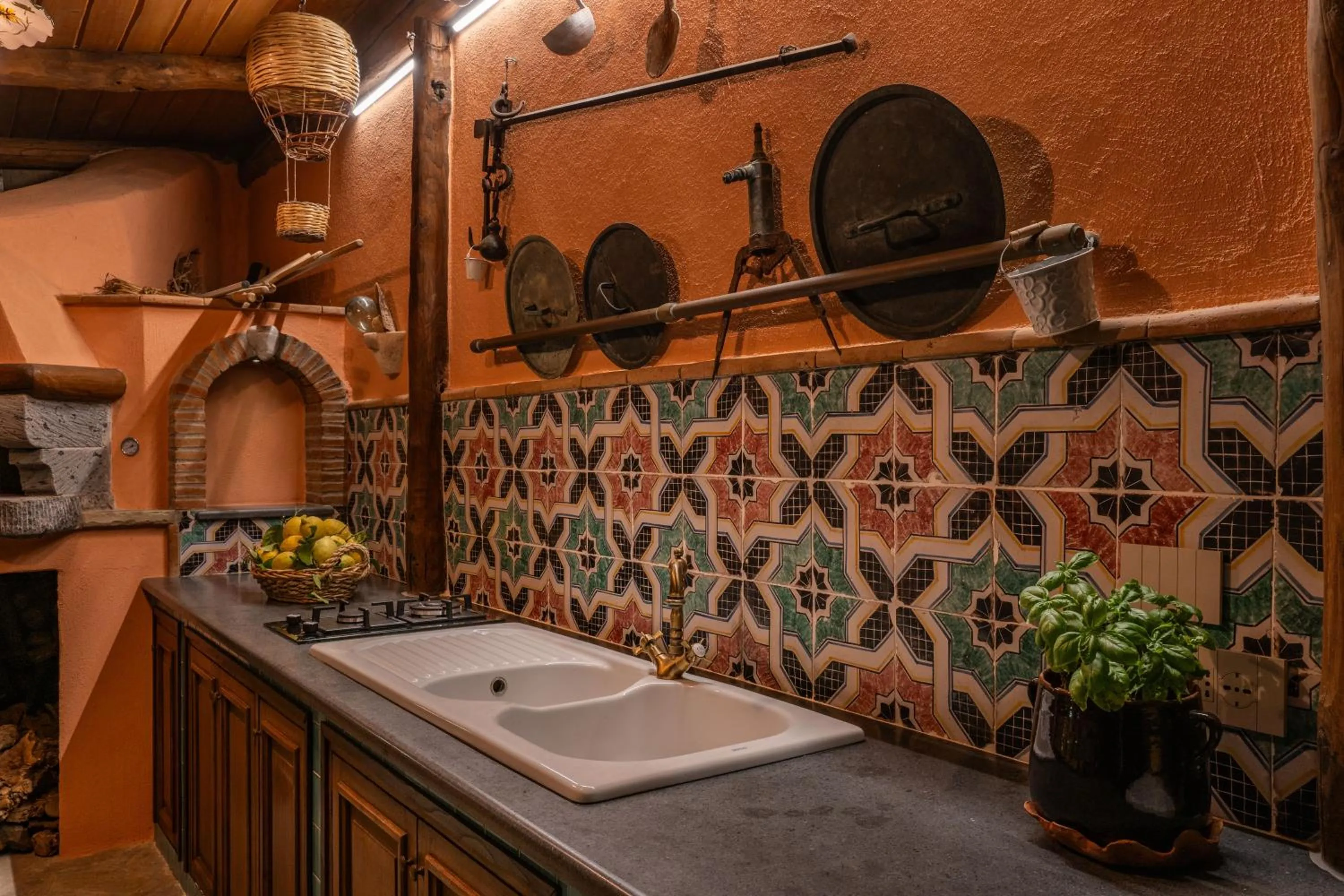 Kitchen or kitchenette in Villa Caruso with Private Pool