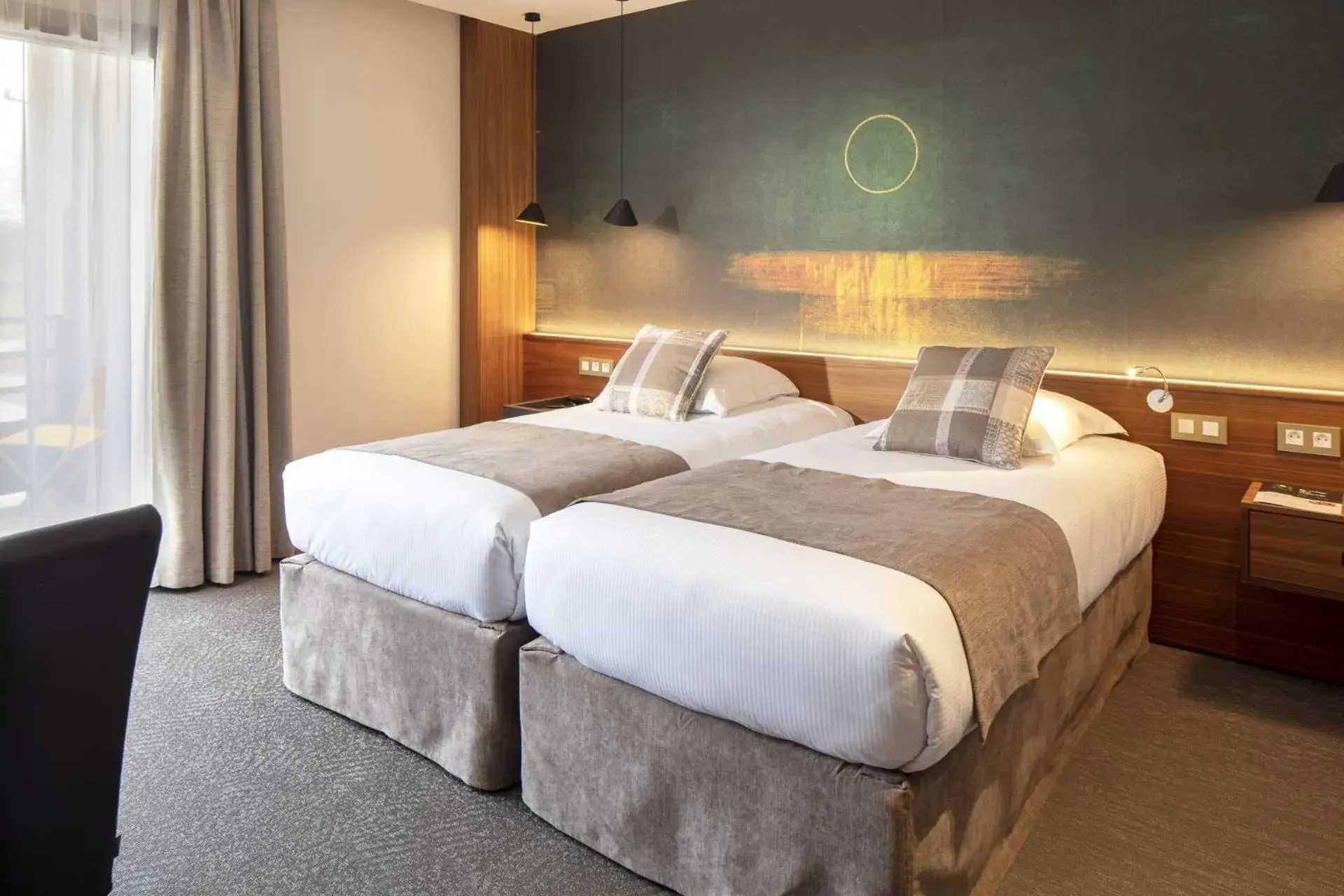 Bed in Logis Auberge Les Murets Hotel Restaurant Spa Bed in Logis Auberge Les Murets Hotel Restaurant Spa