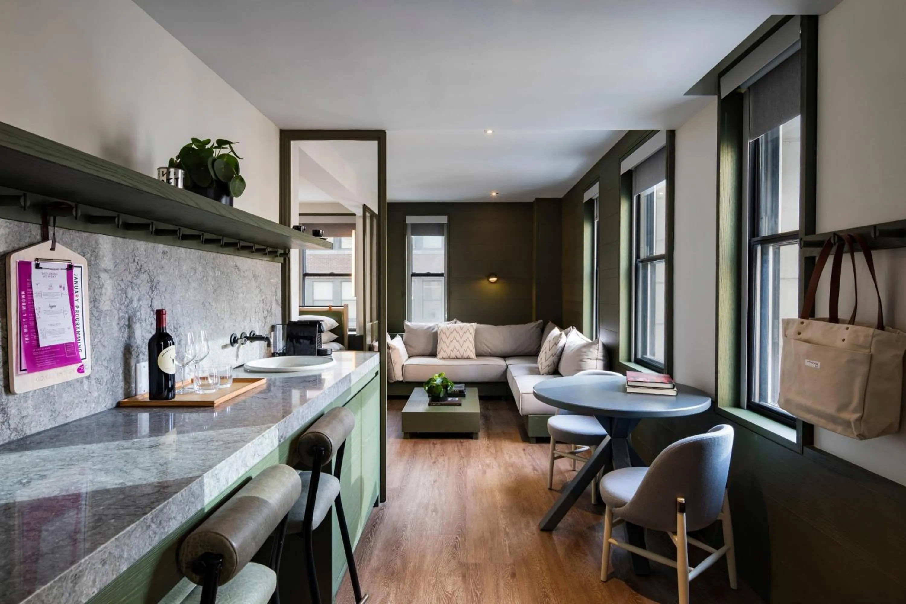 Living room in MOXY NYC Times Square