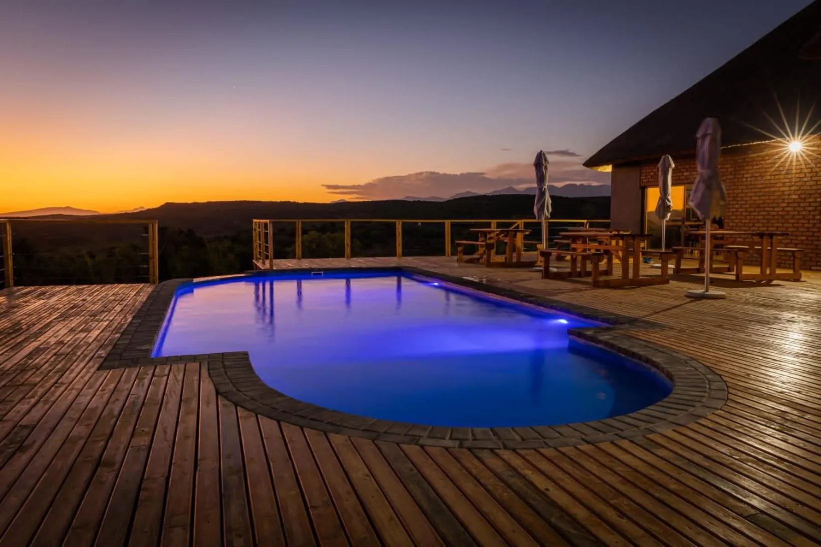 Pool view in Klein Karoo Game Lodge