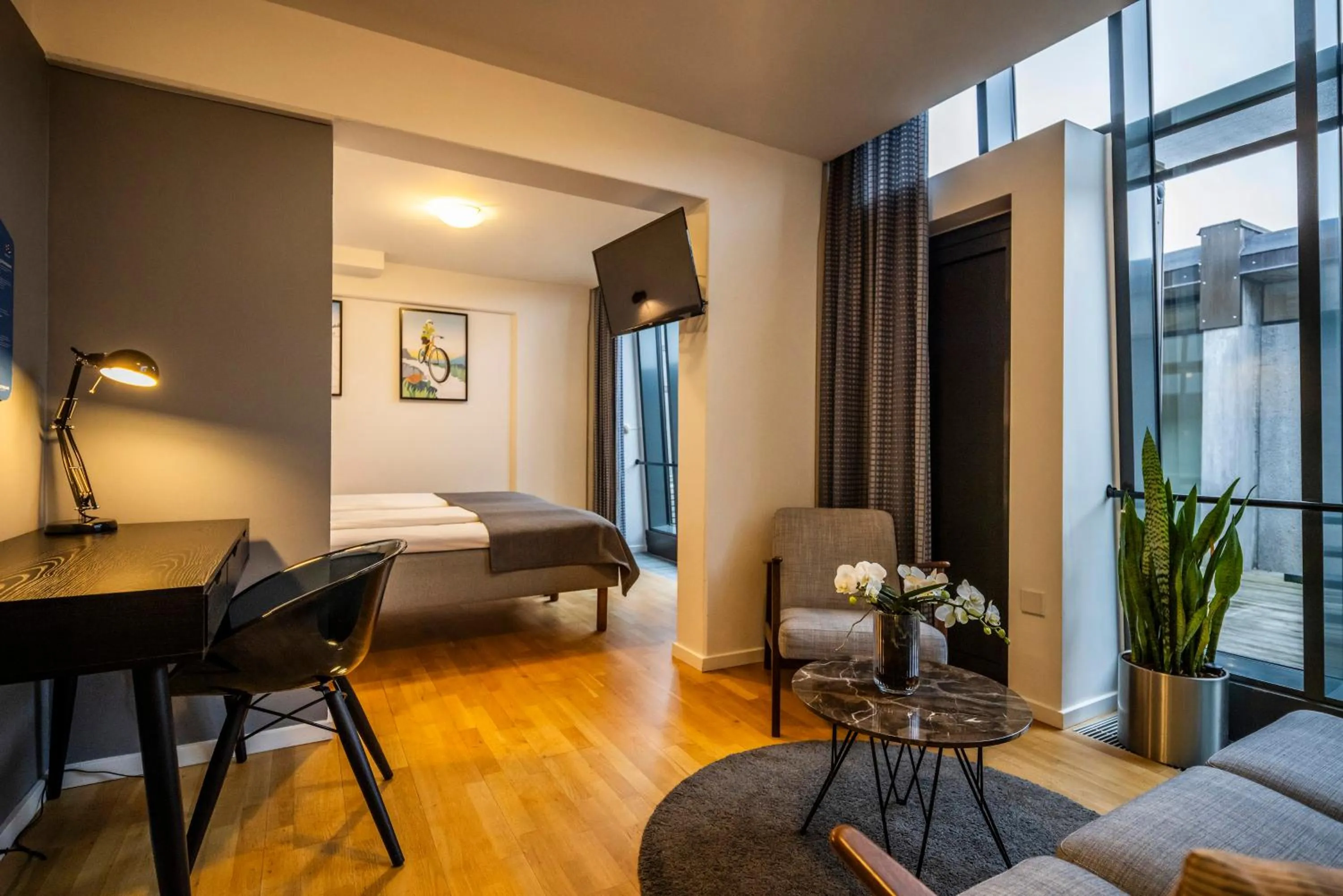 Seating area, Bed in Idrættens Hus Hotel og Konference