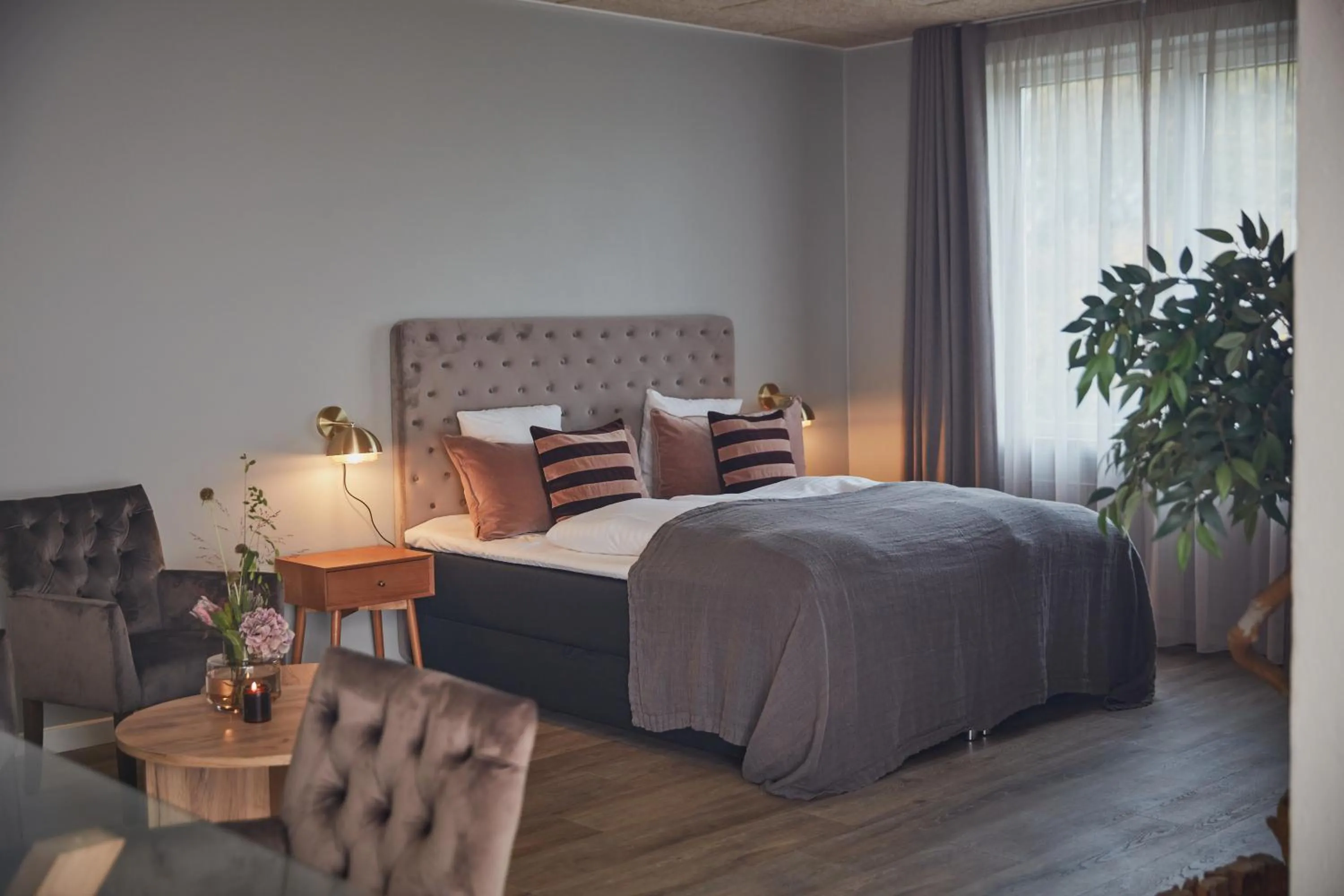 Bed in Benniksgaard Hotel