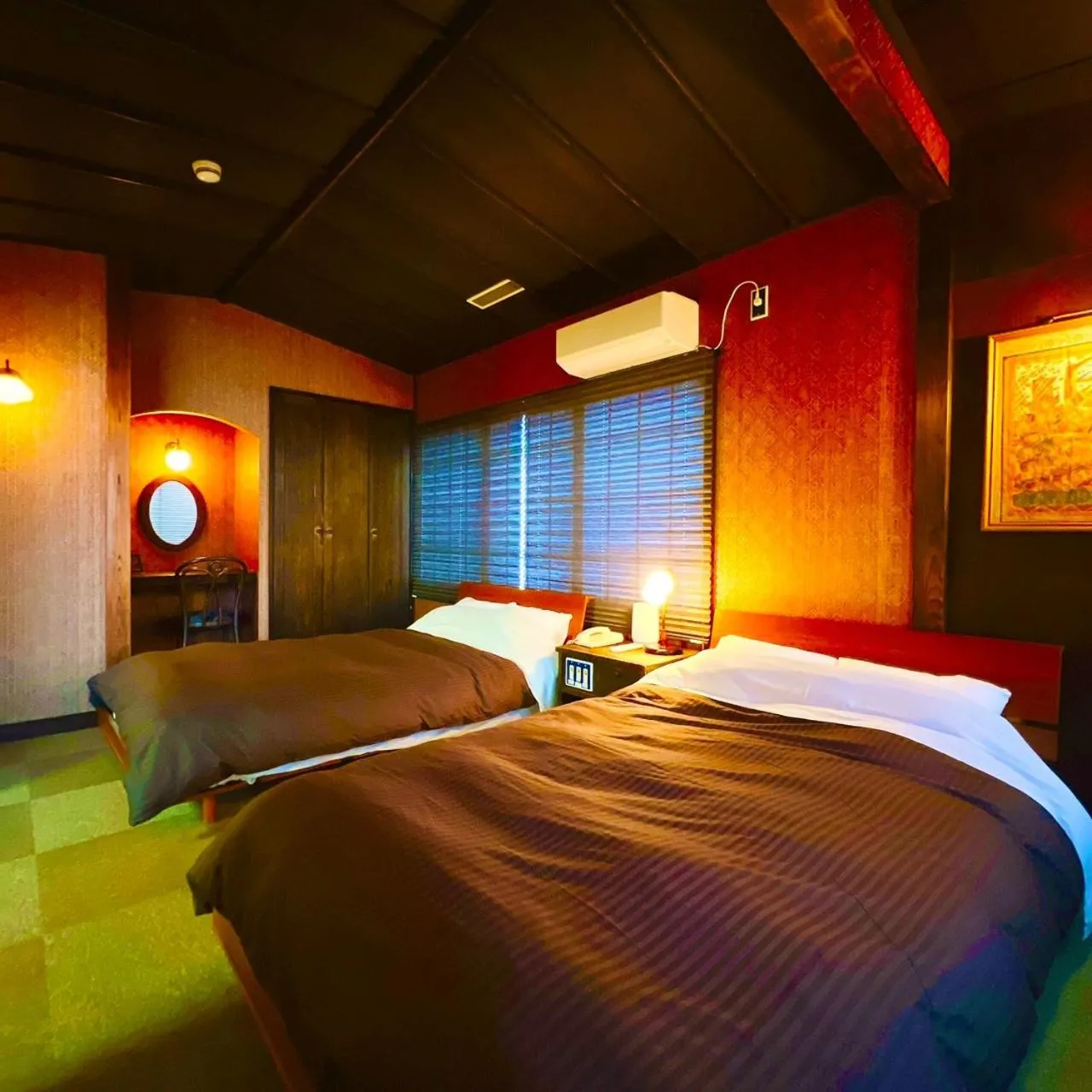 Bedroom, Bed in Japanese style hotel and dining Morigen