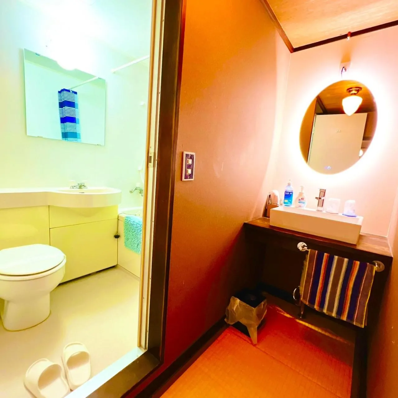 Bathroom in Japanese style hotel and dining Morigen