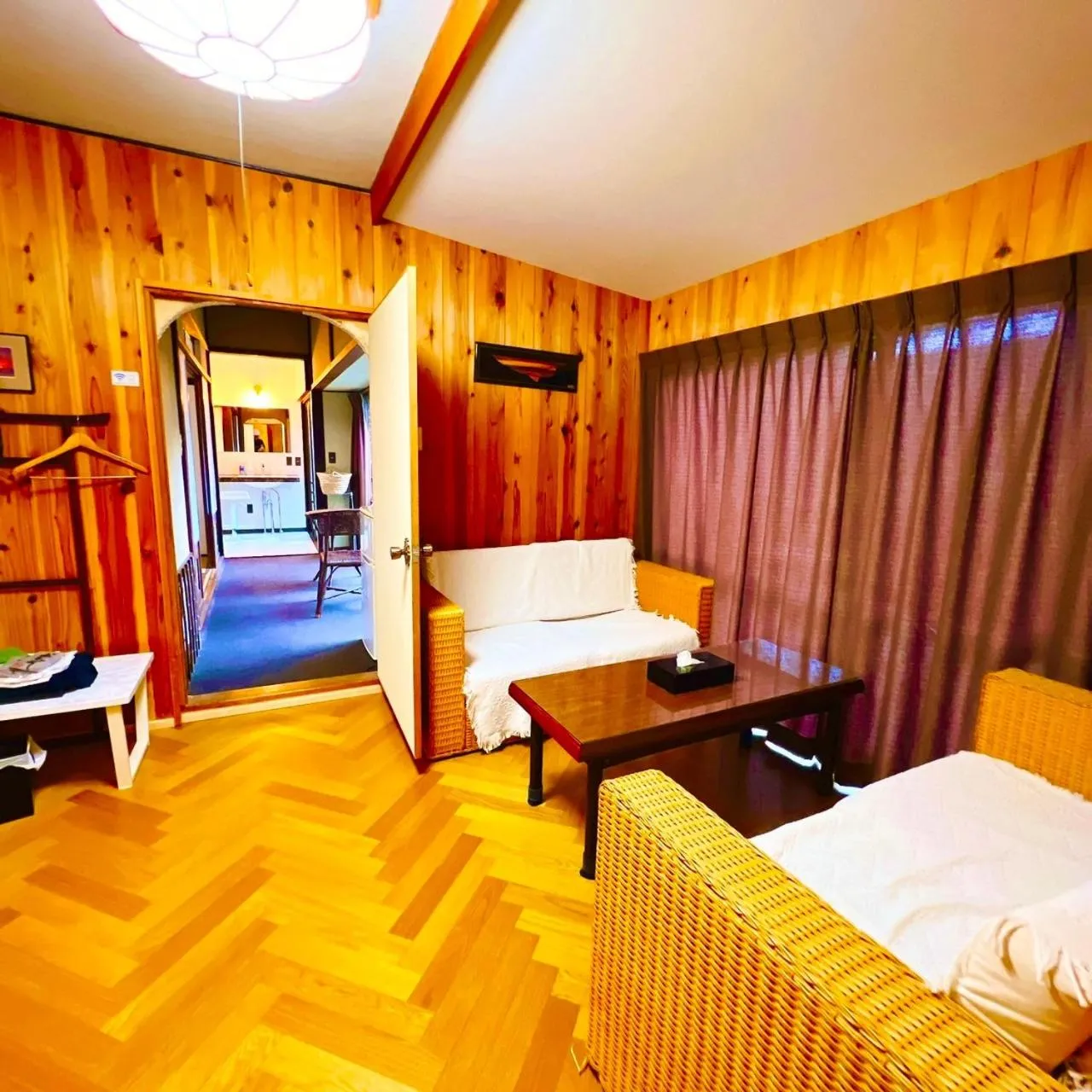 Living room, Bed in Japanese style hotel and dining Morigen
