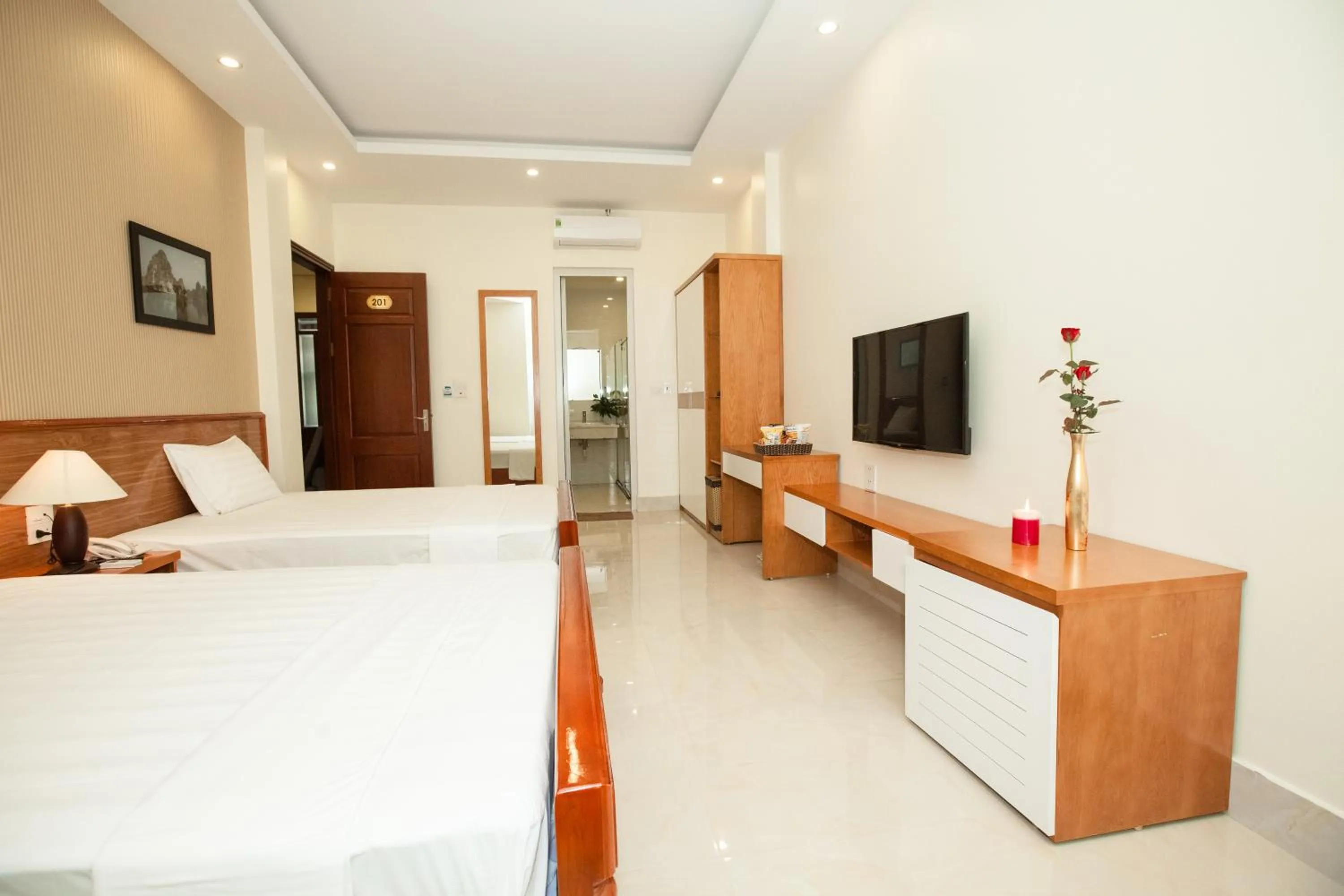 Decorative detail, Bed in Halong Seoul Hotel