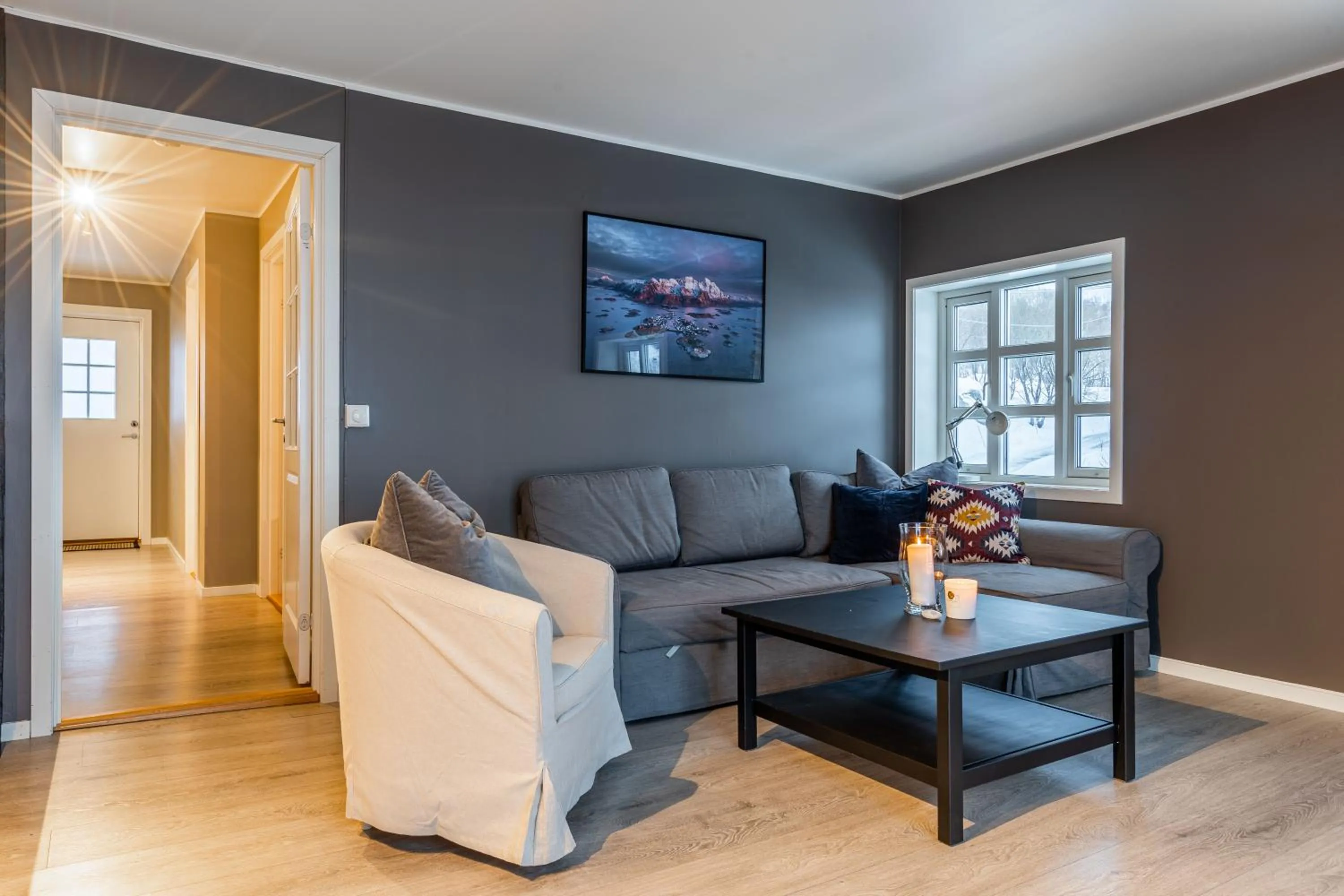 Living room in Lofoten Apartments