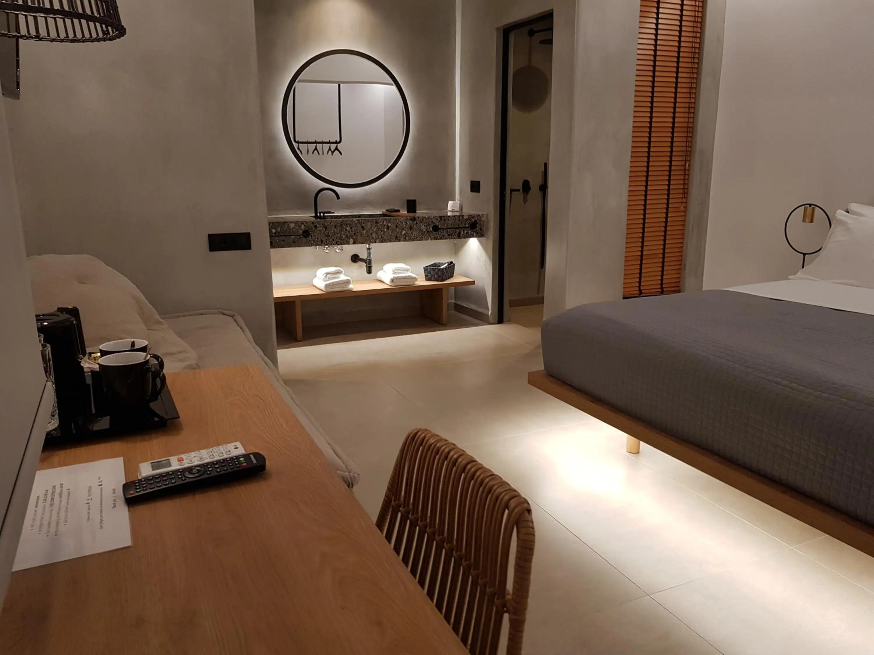 Bathroom, Bed in Avra Mykonos