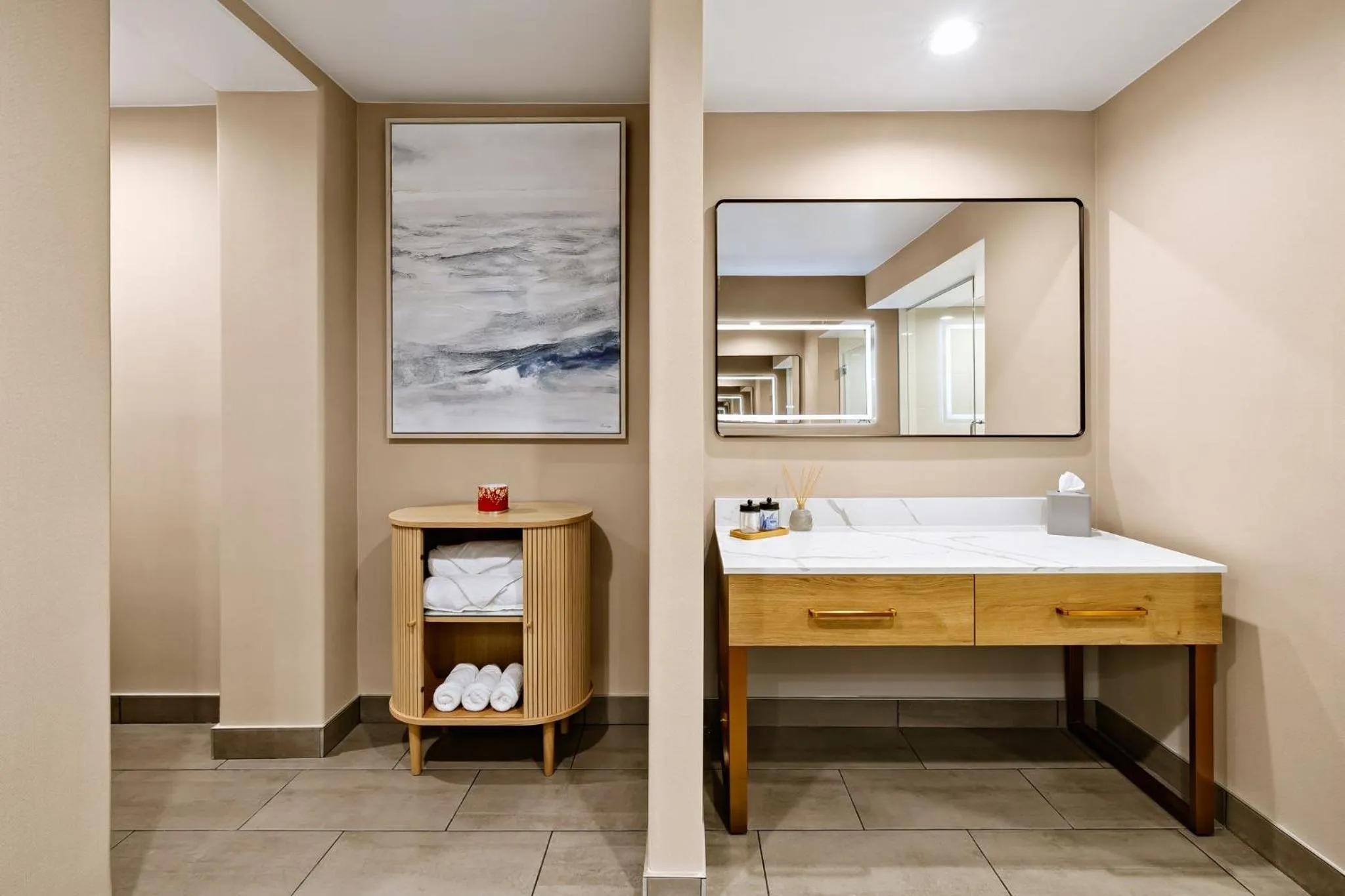 Bathroom, Bed in Staybridge Suites Oxnard - River Ridge by IHG